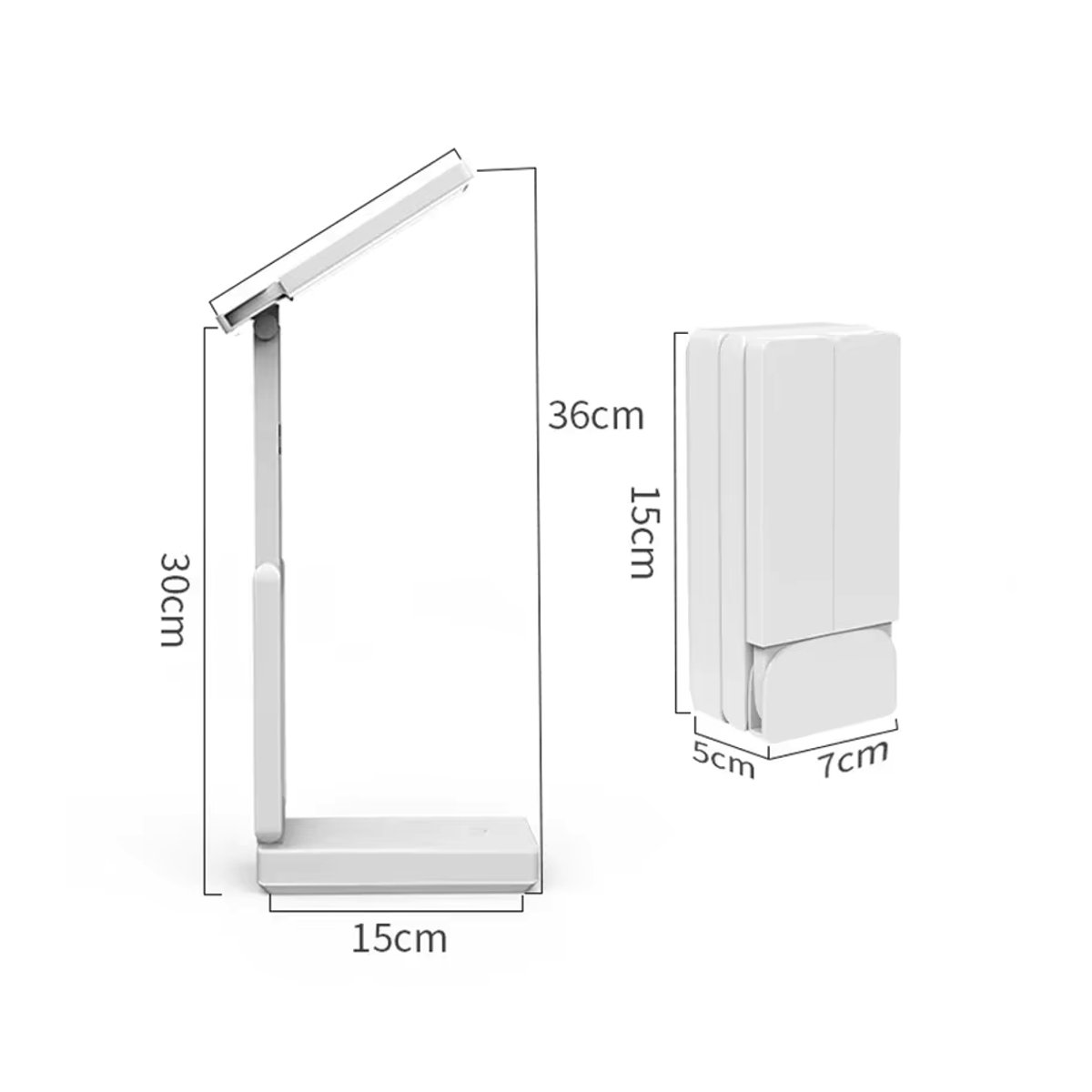 Tragbare faltbare LED-Leseleuchte mit Uhr in Weiß, wiederaufladbare USB-Studylampe im minimalistischen Design - Bild 5