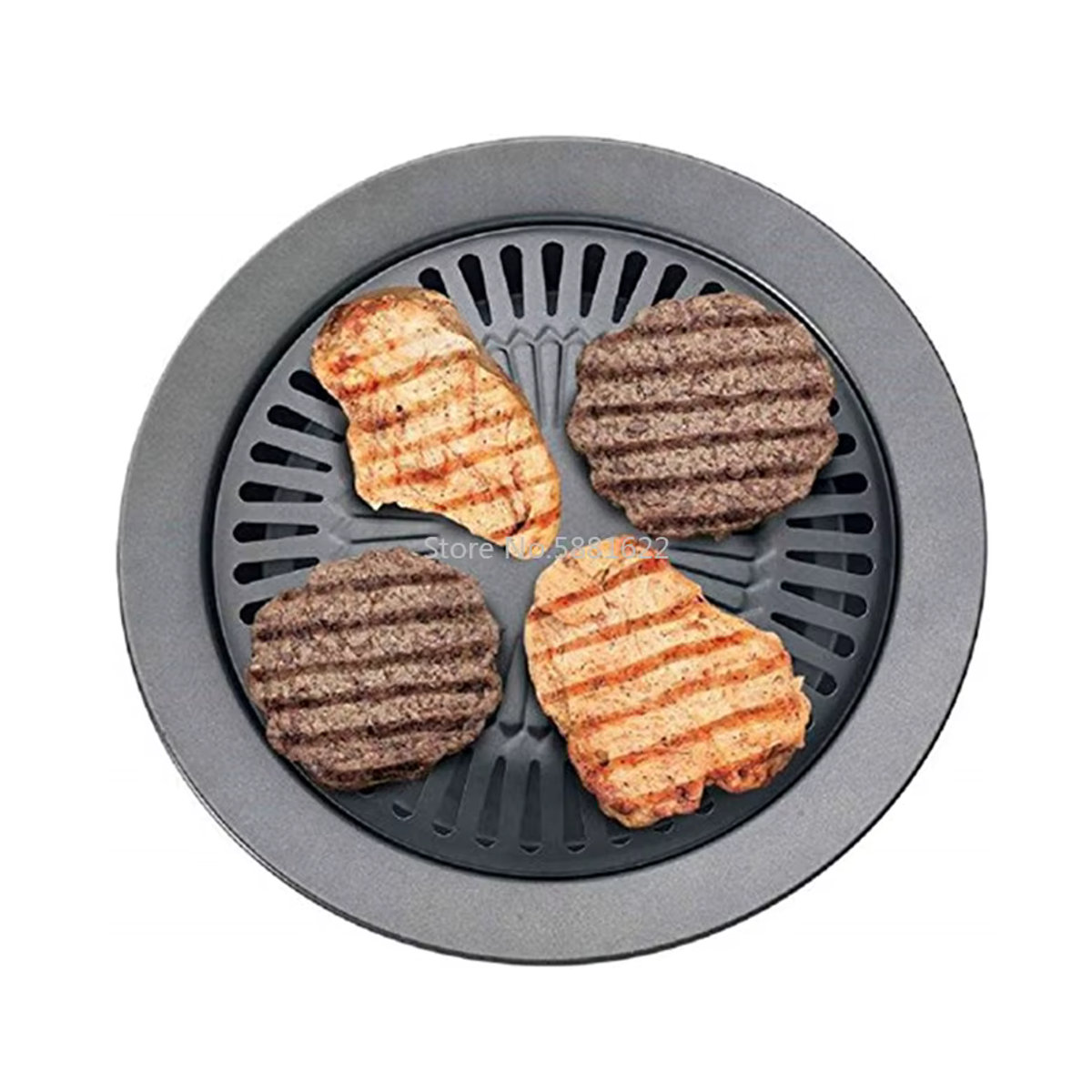 Tragbare Koreanische Gasgrill Pfanne aus Gusseisen in Schwarz für Outdoor und Haushalt - Bild 3