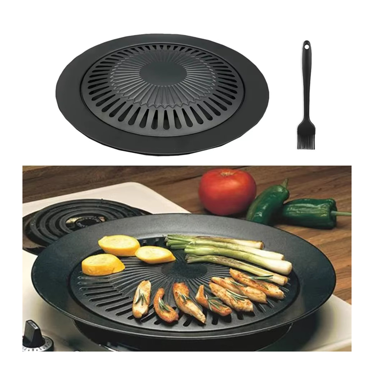 Tragbare Koreanische Gasgrill Pfanne aus Gusseisen in Schwarz für Outdoor und Haushalt - Bild 7