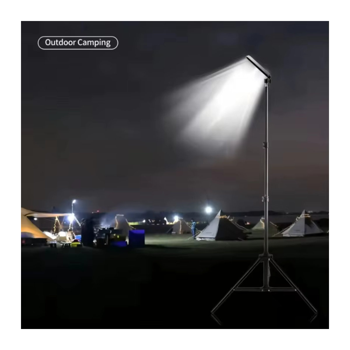 Tragbare LED Outdoor Camping Lampe mit USB-Anschluss und Teleskop-Stativ als faltbarer Scheinwerfer für Picknick und Freizeitanwendungen - Bild 3
