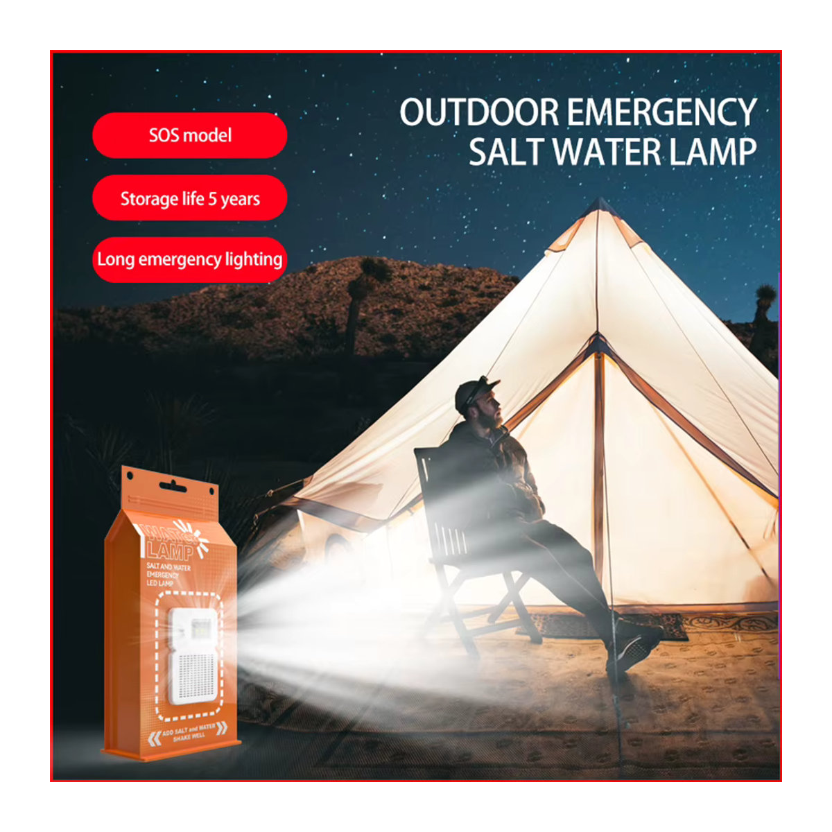 Tragbare LED Salzwasser-Notlampe wasserdicht und energiesparend für Camping, Angeln und Reisen - Bild 3