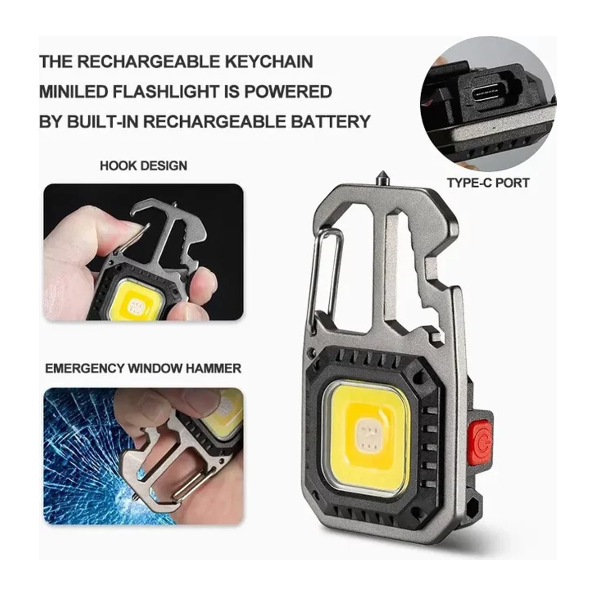 Tragbare Mini EDC Schlüsselanhänger Licht wiederaufladbare COB Arbeitslampe für Outdoor Camping und Notfall mit integriertem Schraubendreher - Bild 1