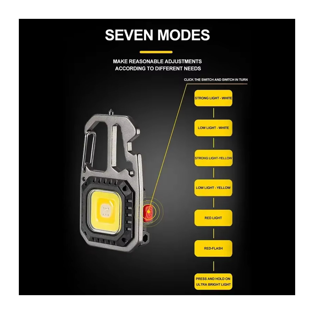 Tragbare Mini EDC Schlüsselanhänger Licht wiederaufladbare COB Arbeitslampe für Outdoor Camping und Notfall mit integriertem Schraubendreher - Bild 4