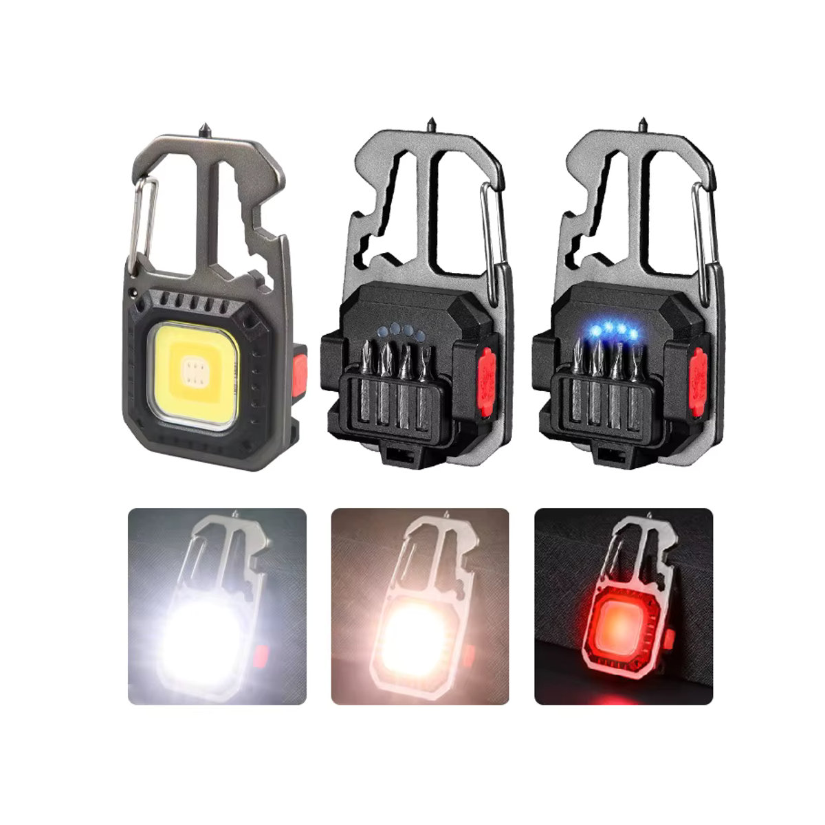 Tragbare Mini EDC Schlüsselanhänger Licht wiederaufladbare COB Arbeitslampe für Outdoor Camping und Notfall mit integriertem Schraubendreher - Bild 5