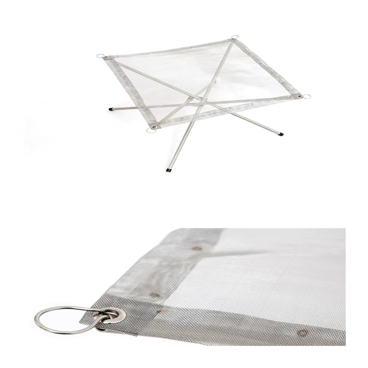 Tragbare Outdoor-Feuerstelle aus silbernem Stahlgeflecht zum Zusammenklappen für Camping und Garten - Bild 5