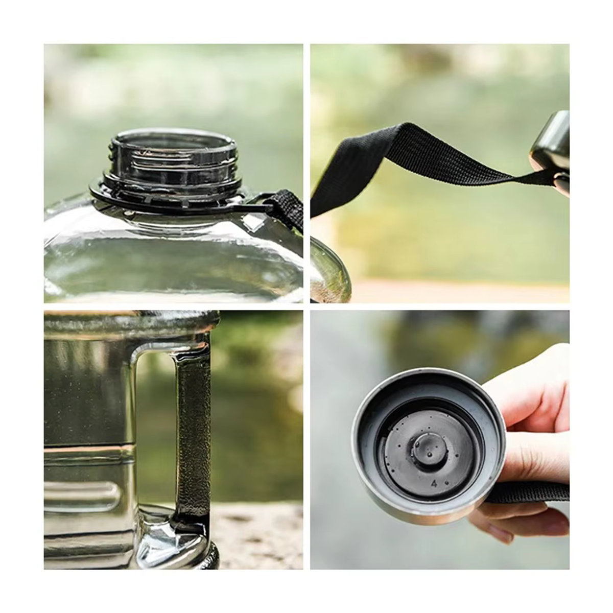 Tragbare PETG Sport Trinkflasche mit Griff und 2l Fassungsvermögen in Schwarz und Transparent - Bild 5