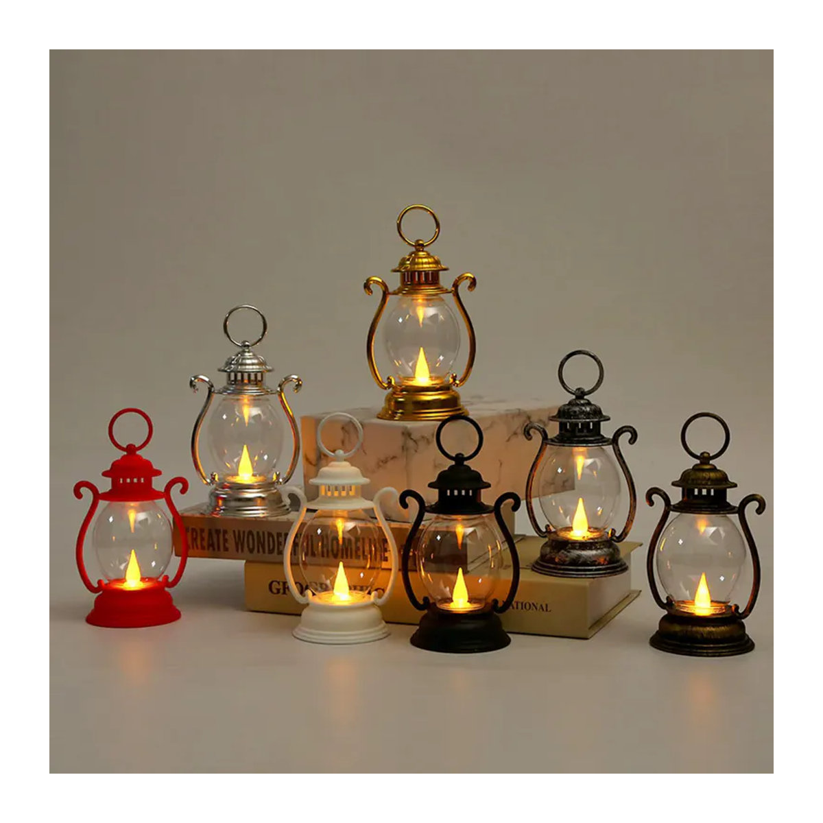 Tragbare Retro LED Vintage-Lampe aus Metall in Bronze Gold und Rot für Wohnzimmer, Schlafzimmer und Terrasse - Bild 2