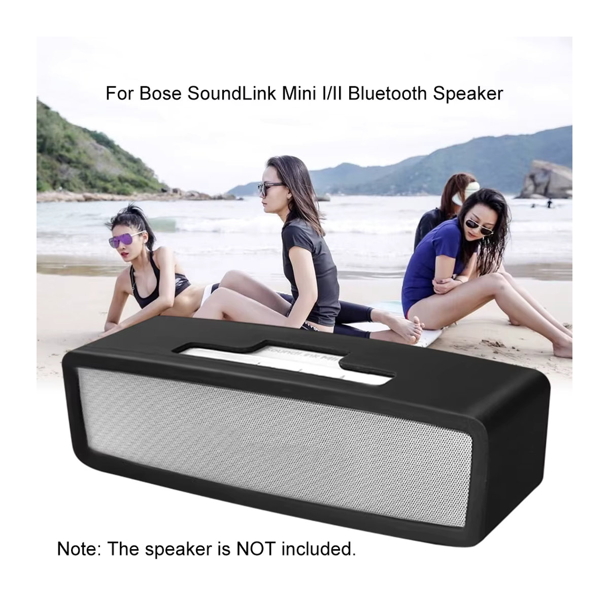 Tragbare Silikon Schutzhülle für Bose SoundLink Mini I und II Bluetooth-Lautsprecher in Schwarz mit minimalistischem Design - Bild 3