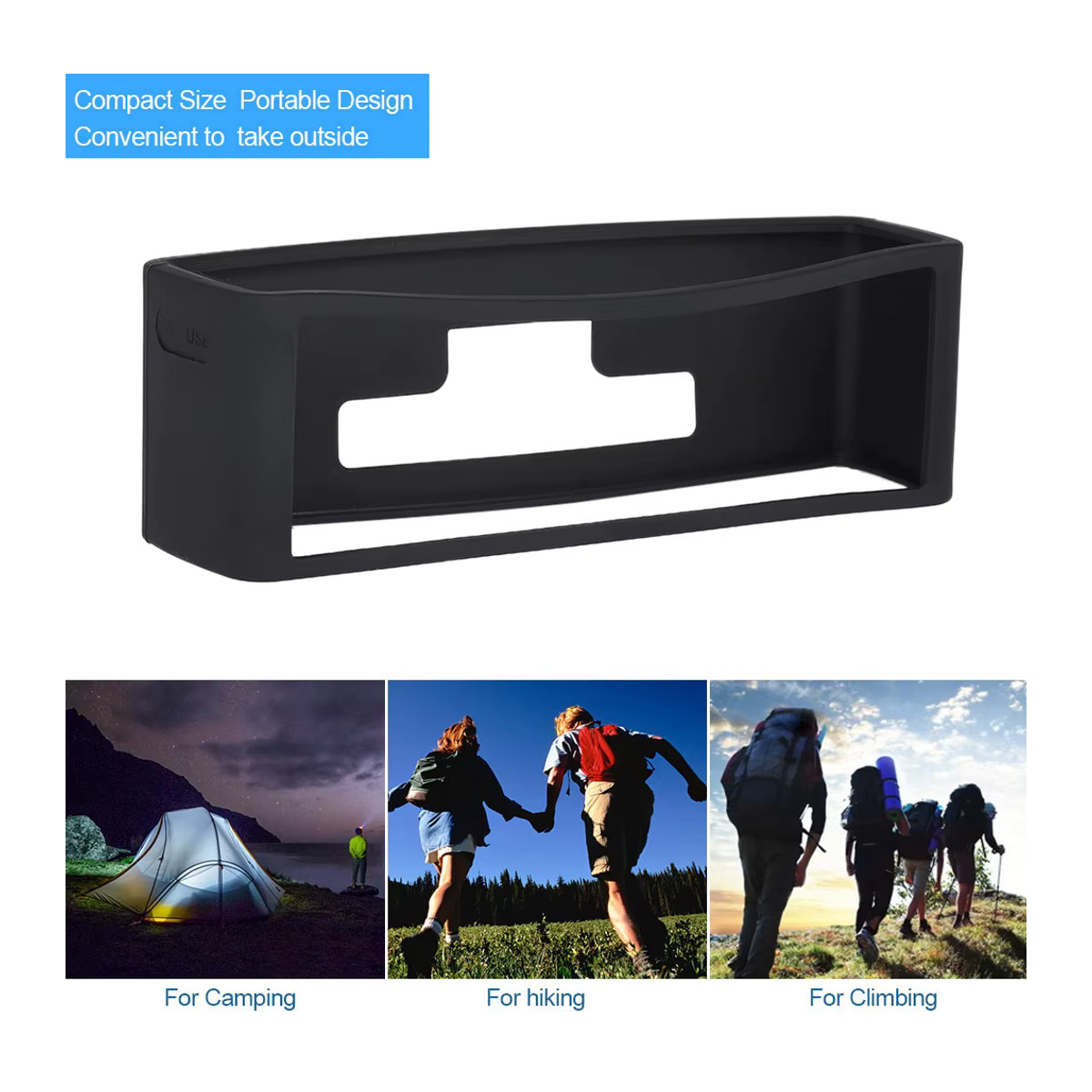 Tragbare Silikon Schutzhülle für Bose SoundLink Mini I und II Bluetooth-Lautsprecher in Schwarz mit minimalistischem Design - Bild 4