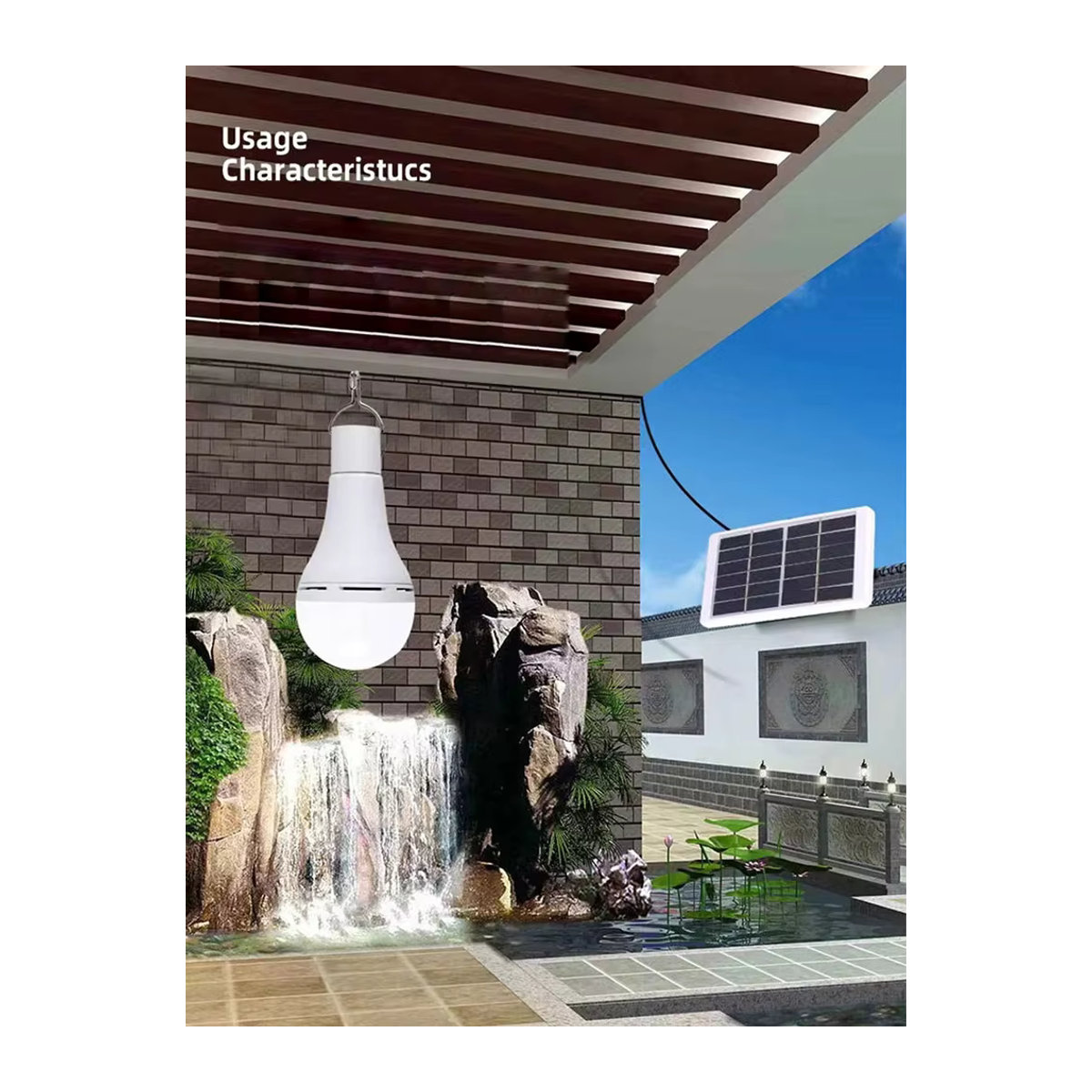 Tragbare Solar-LED-Lampe in Weiß mit USB-Aufladung und wasserdichtem Design für Garten, Terrasse und Outdoor-Aktivitäten - Bild 7
