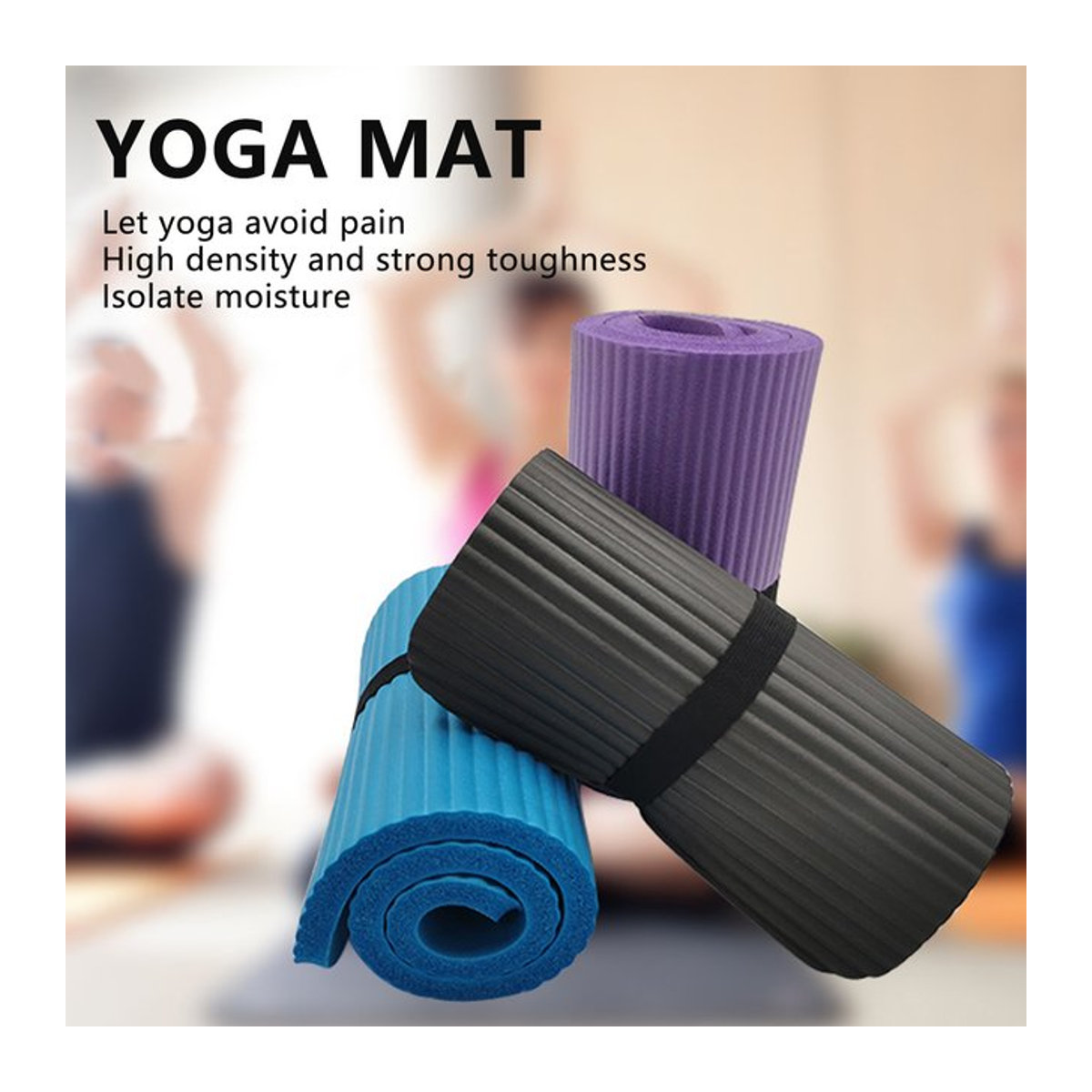 Tragbare Yoga Matte aus NBR für Fitness, Pilates und Rehabilitation, B/T/H: 60 x 25 x 1,5 cm, Farben: Rosa oder Schwarz - Bild 1