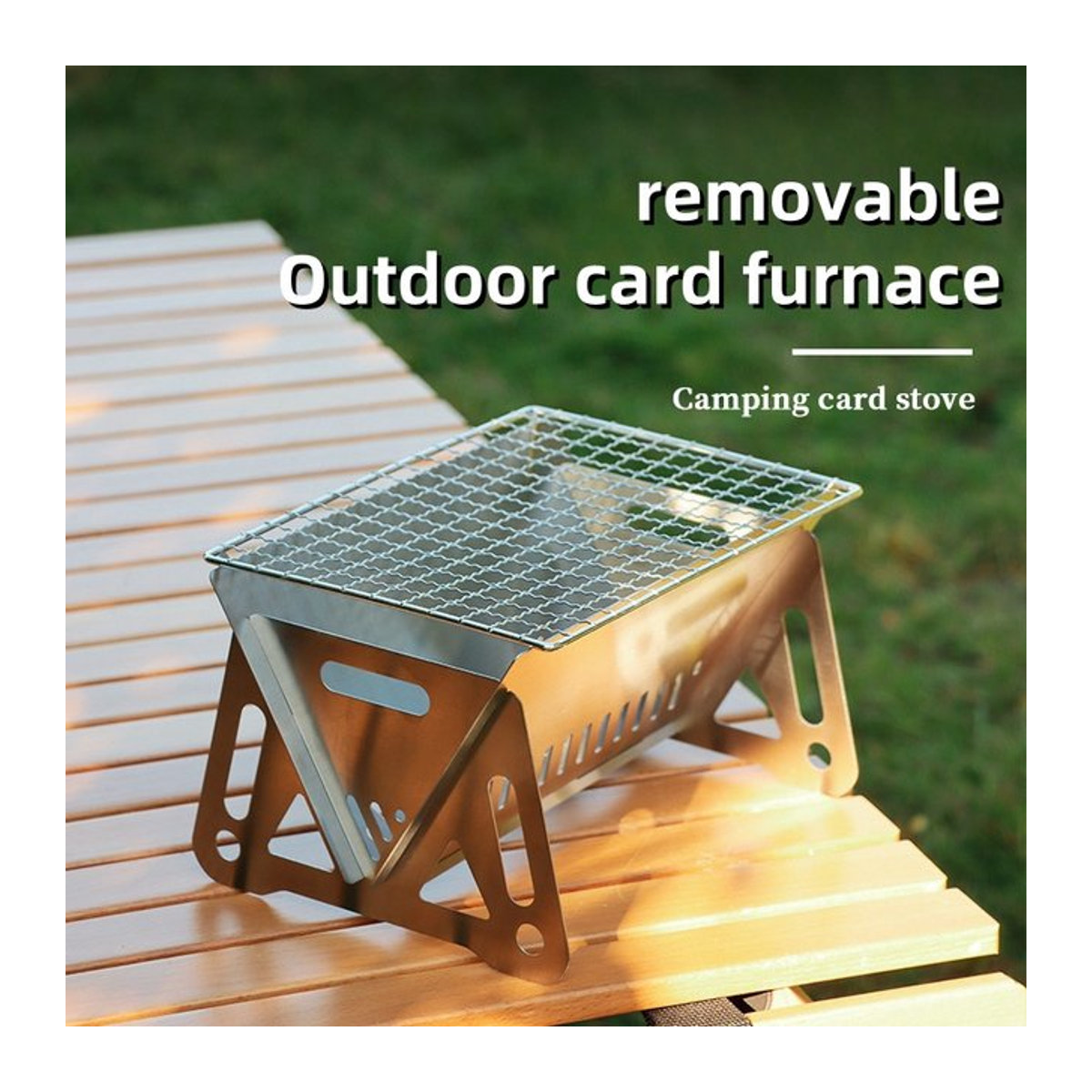 Tragbarer Camping-Holzherd aus Edelstahl für Outdoor und Grillen - Bild 1