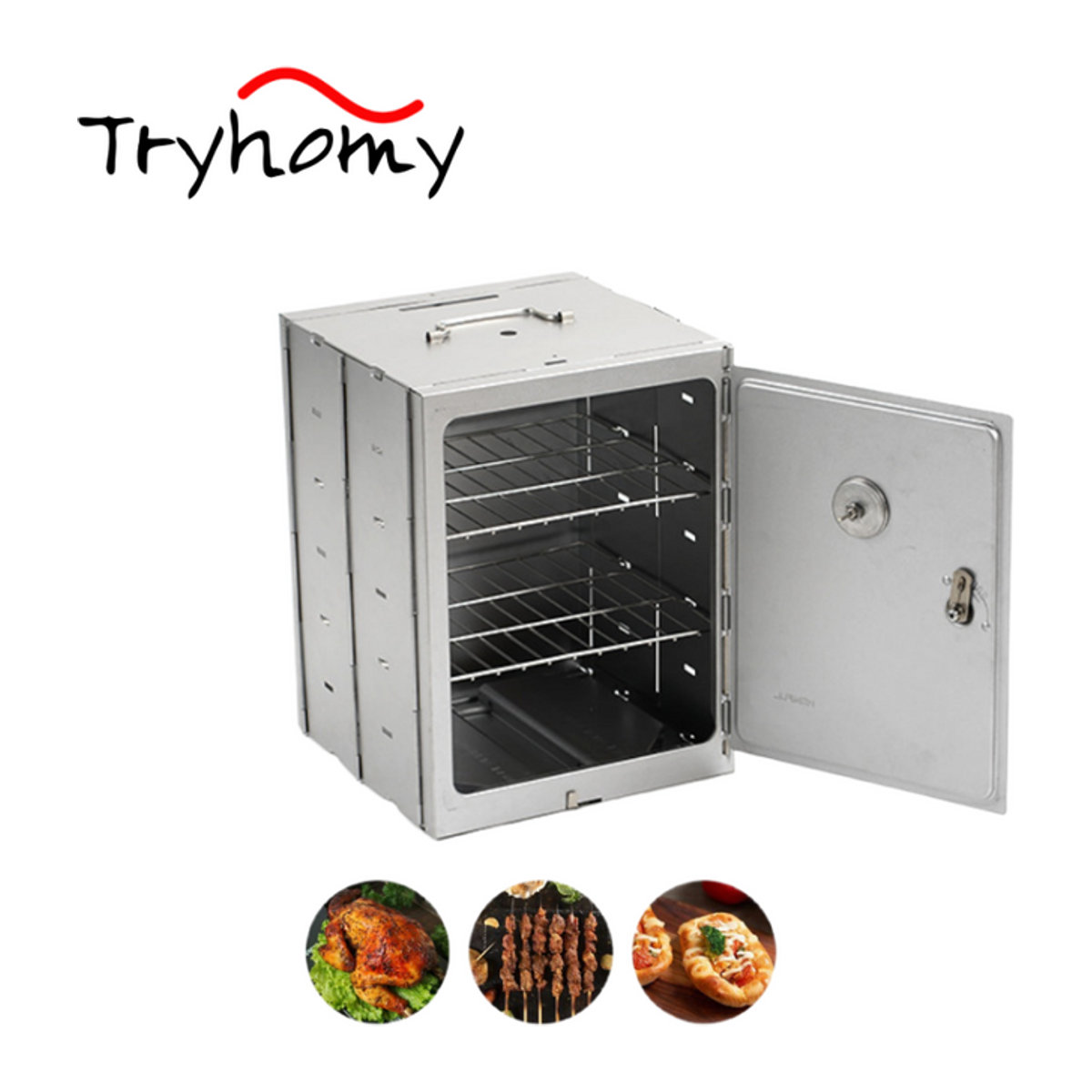 Tragbarer Edelstahl Campingofen zum Backen und Grillen für Outdoor, Picknick und BBQ - Bild 1