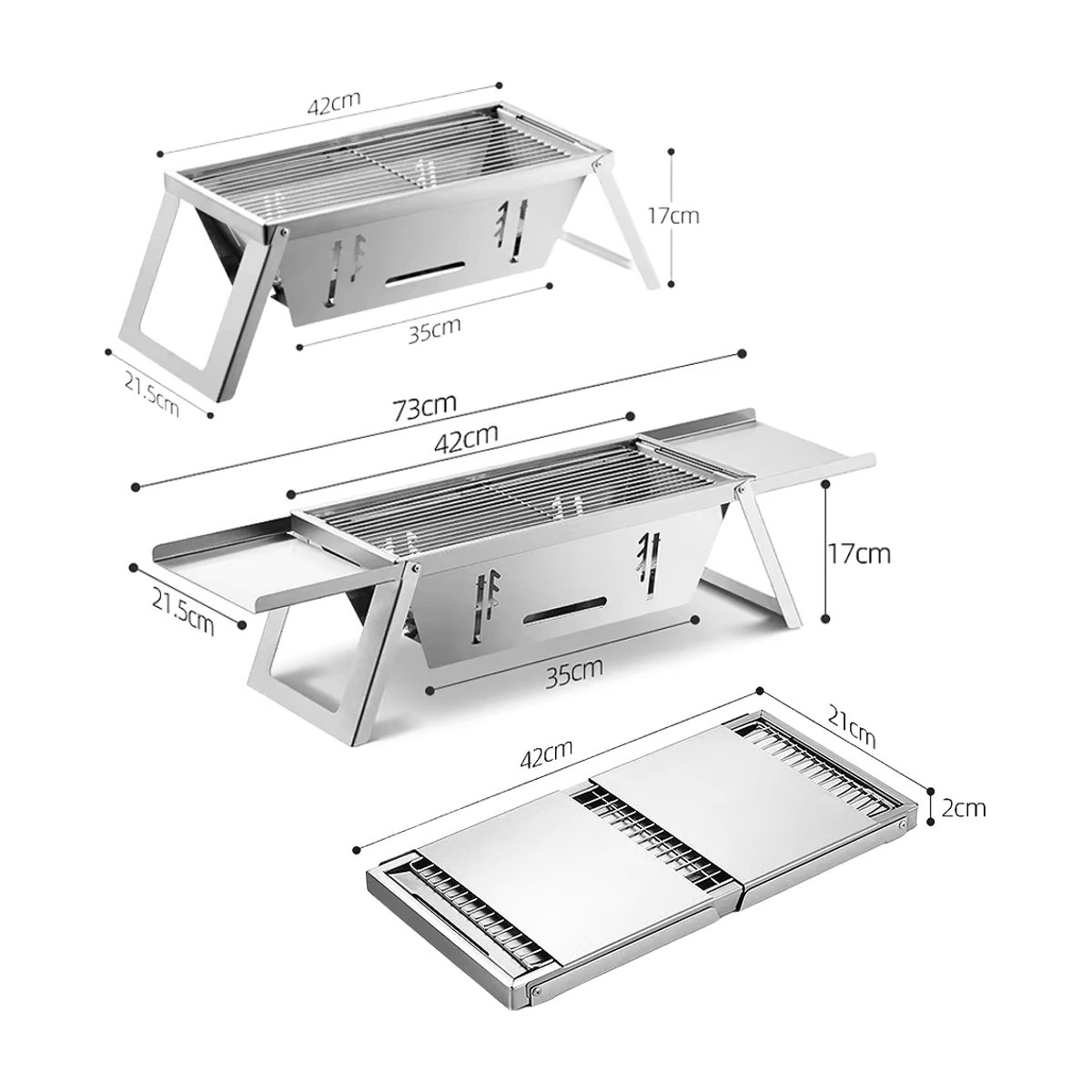 Tragbarer Edelstahl Holzkohlegrill für Outdoor und Haushalt mit Klappfunktion - Bild 5