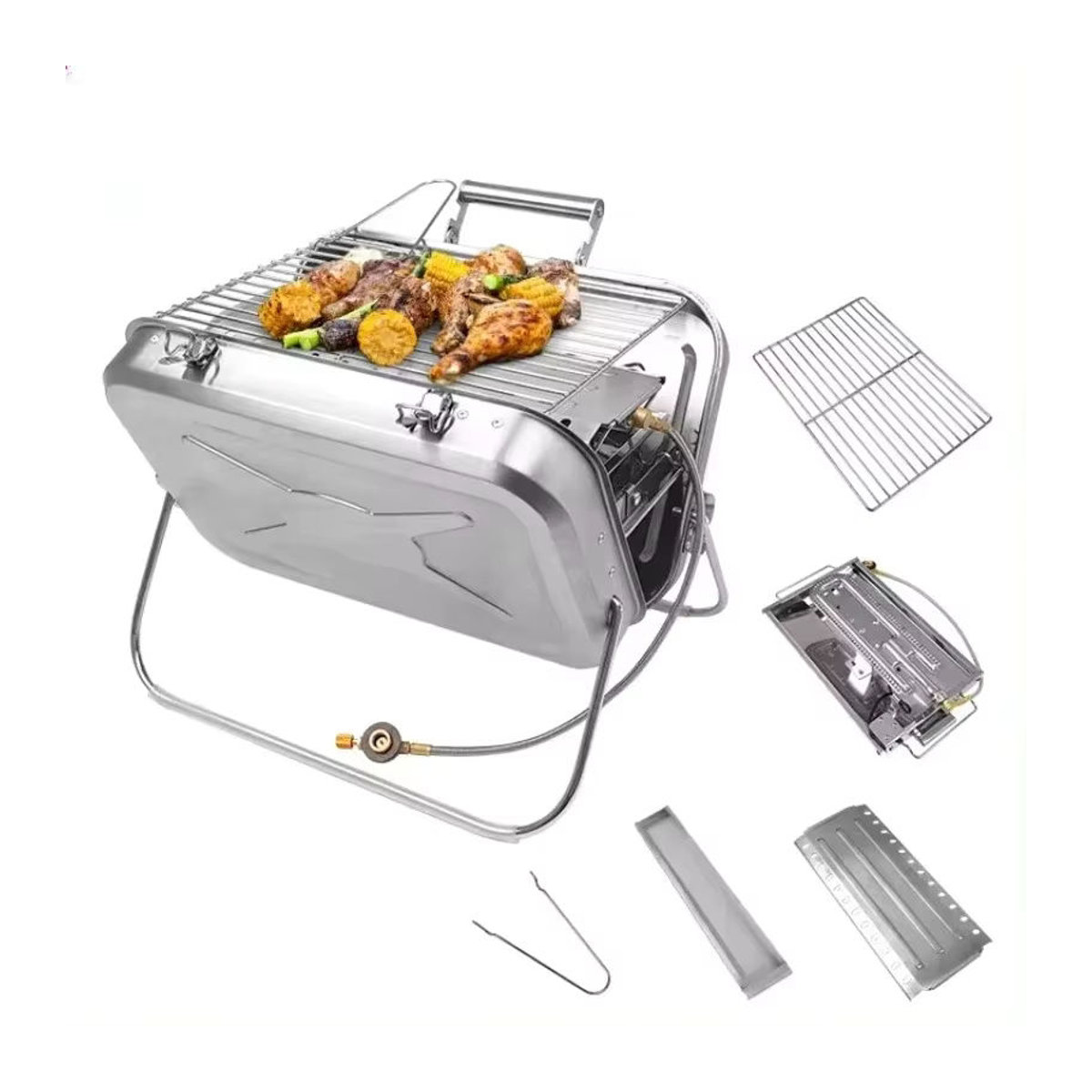 Tragbarer Gasgrill aus Edelstahl als Klapptischgrill für den Außenbereich - Bild 2