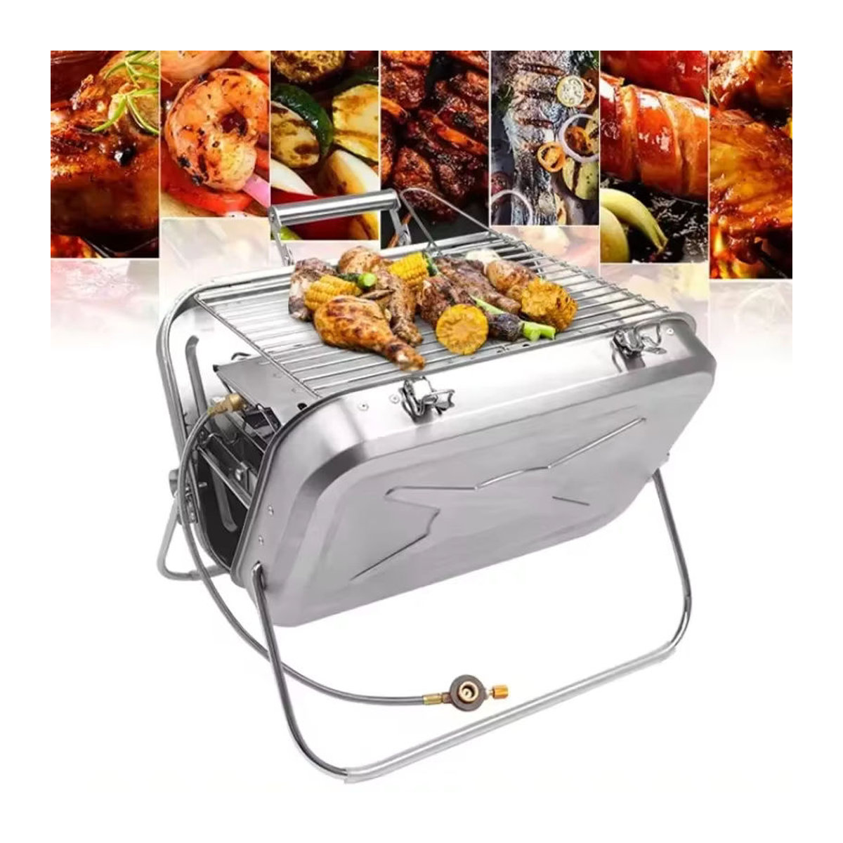 Tragbarer Gasgrill aus Edelstahl als Klapptischgrill für den Außenbereich - Bild 5