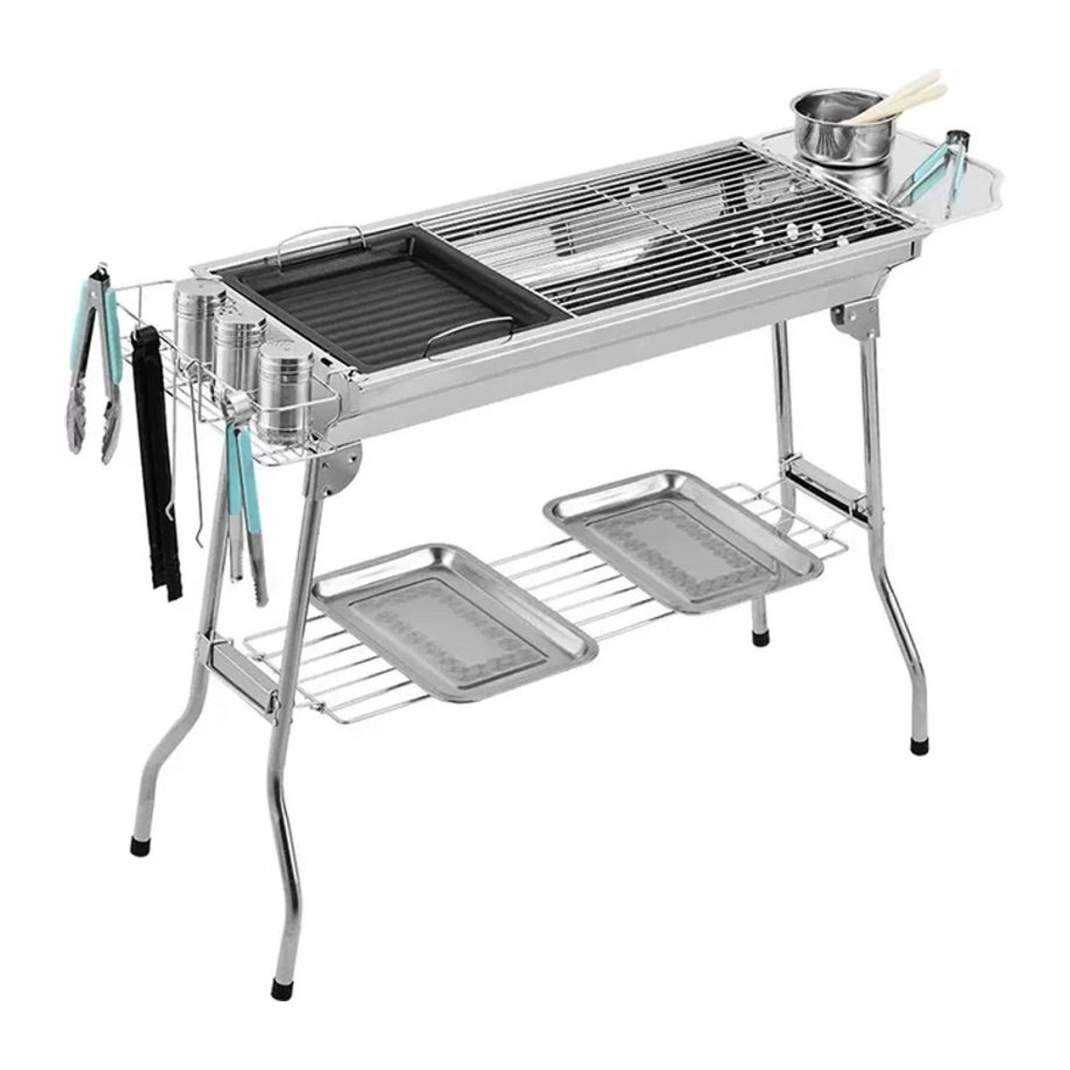 Tragbarer Holzkohlegrill aus Edelstahl von BAYKINGWIN mit zusammenklappbarem Grillgitter - Bild 1