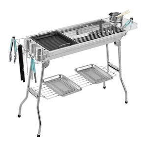 Tragbarer Holzkohlegrill aus Edelstahl von BAYKINGWIN mit zusammenklappbarem Grillgitter