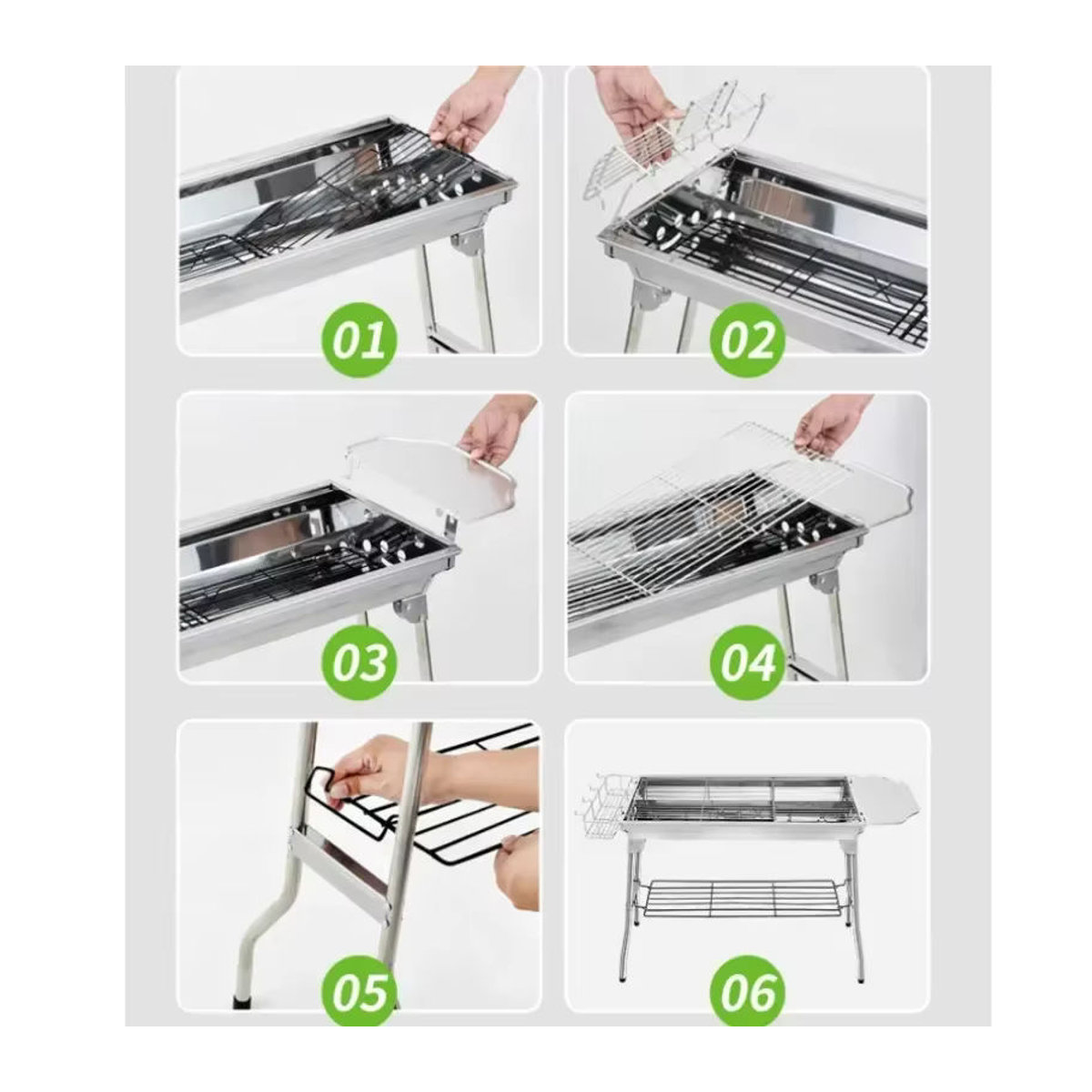 Tragbarer Holzkohlegrill aus Edelstahl von BAYKINGWIN mit zusammenklappbarem Grillgitter - Bild 3