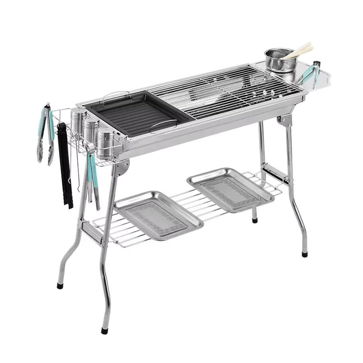 Tragbarer Holzkohlegrill aus Edelstahl von BAYKINGWIN mit zusammenklappbarem Grillgitter - Bild 4