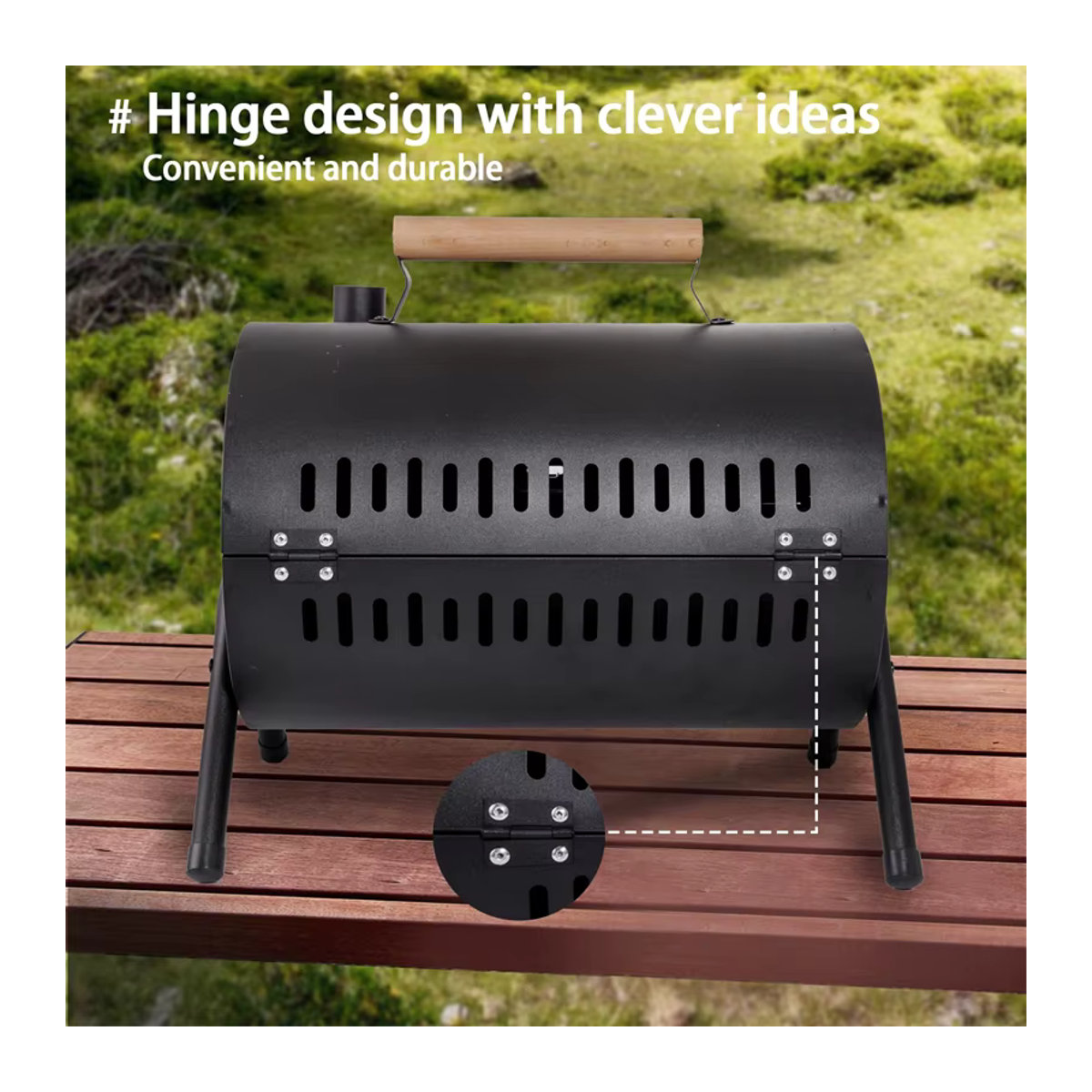 Tragbarer Holzkohlegrill aus Metall für Camping, Picknick und Garten in Schwarz oder Weiß - Bild 3