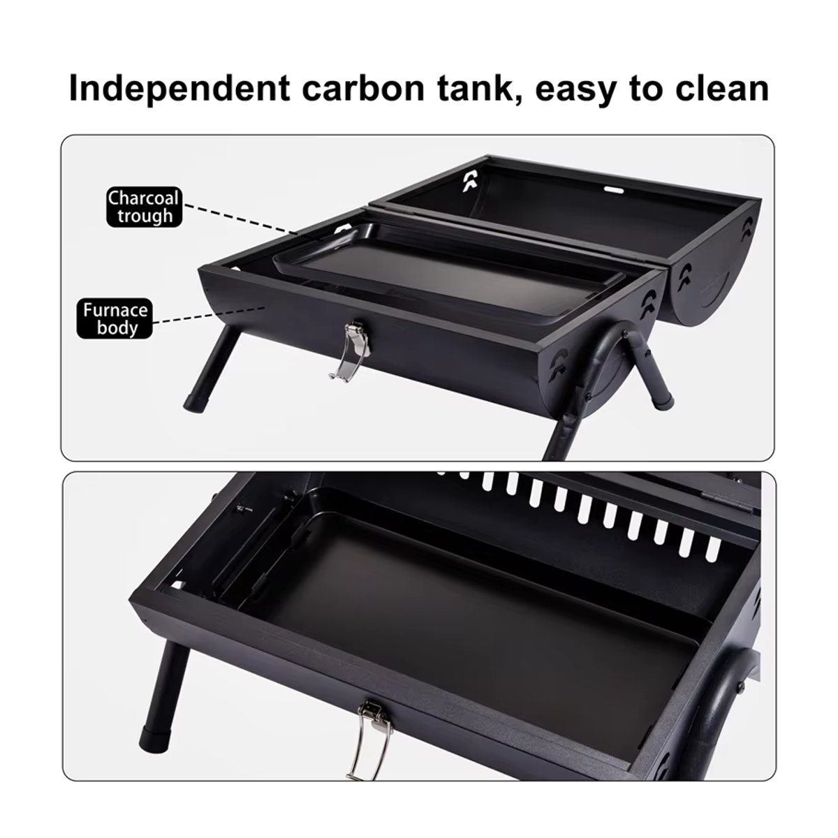 Tragbarer Holzkohlegrill aus Metall für Camping, Picknick und Garten in Schwarz oder Weiß - Bild 5
