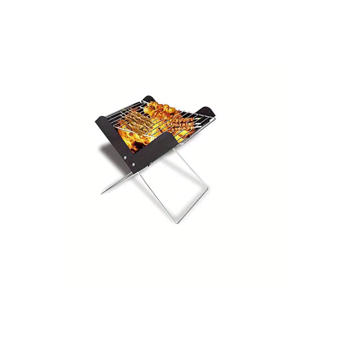 Tragbarer Holzkohlegrill in Notebook-Form aus Metall, schwarz, zusammenklappbar für Camping und Terrasse - Bild 7
