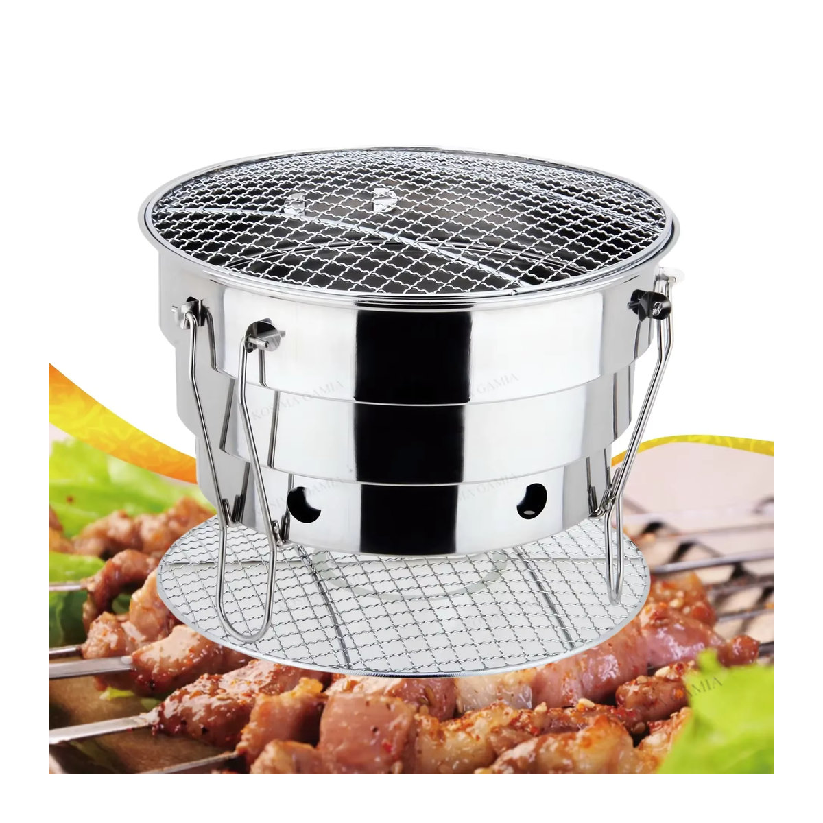 Tragbarer Klappbarer Holzkohlegrill aus Edelstahl mit Grillnetz für Outdoor und Camping - Bild 4