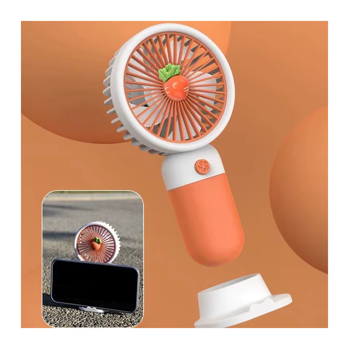 Tragbarer Mini Handventilator Sommer USB Aufladbar im Cartoon Design für Studenten und Schreibtisch in Lila und Bunt - Bild 2