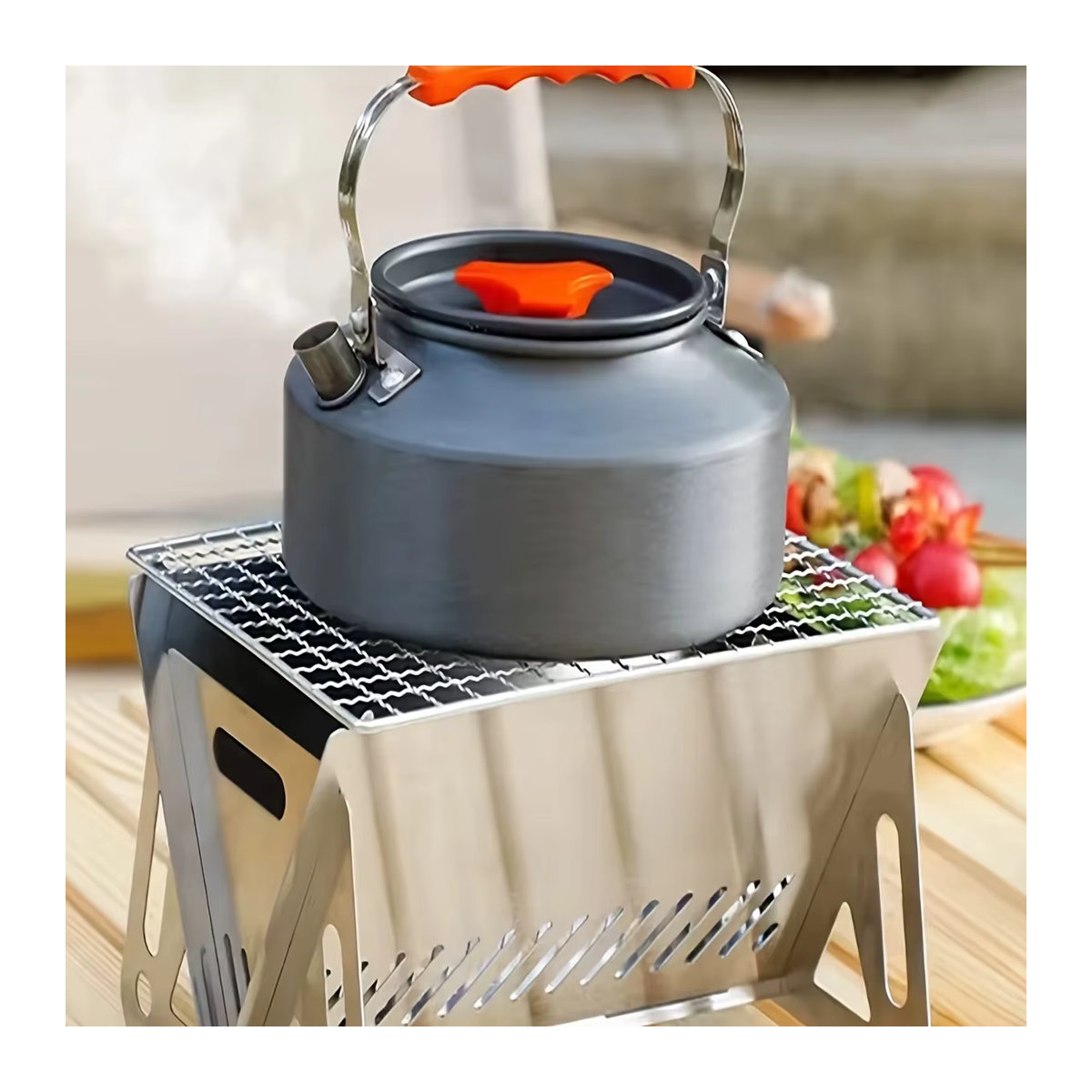 Tragbarer Outdoor-Grillofen aus Edelstahl, faltbarer Brennholzofen für Camping und Picknick - Bild 3