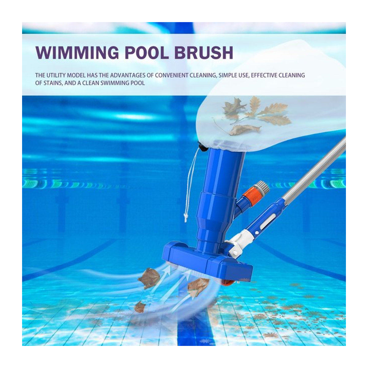 Tragbarer Pool-Staubsauger mit Teleskopstange und Jet-Reiniger für Schwimmbäder und Teiche in Blau - Bild 1