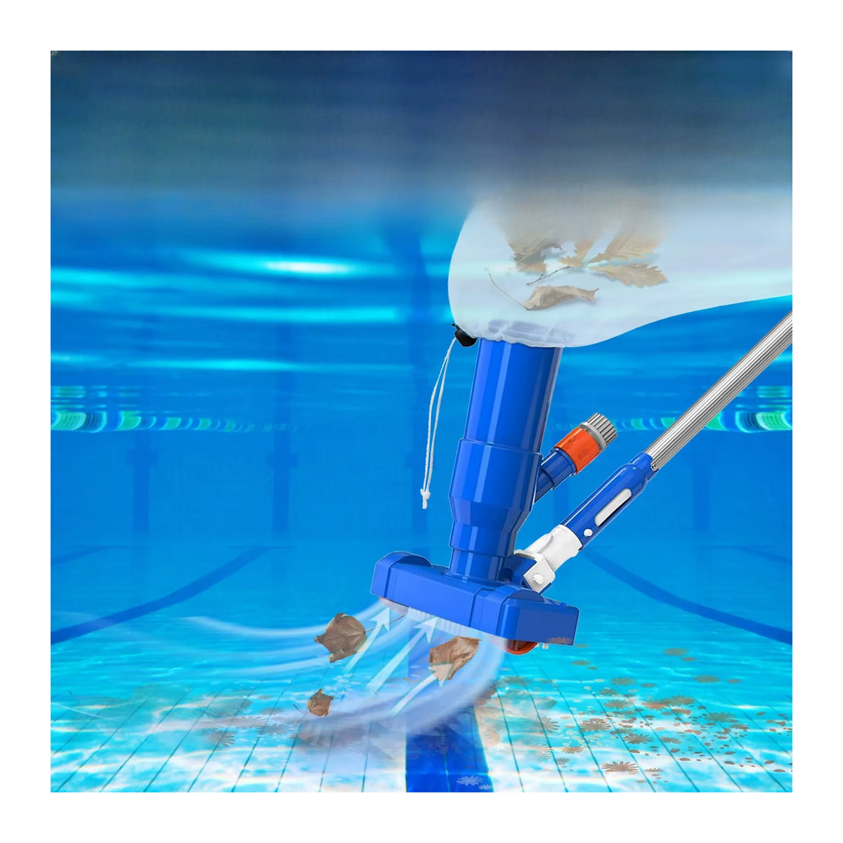 Tragbarer Pool-Staubsauger mit Teleskopstange und Jet-Reiniger für Schwimmbäder und Teiche in Blau - Bild 6