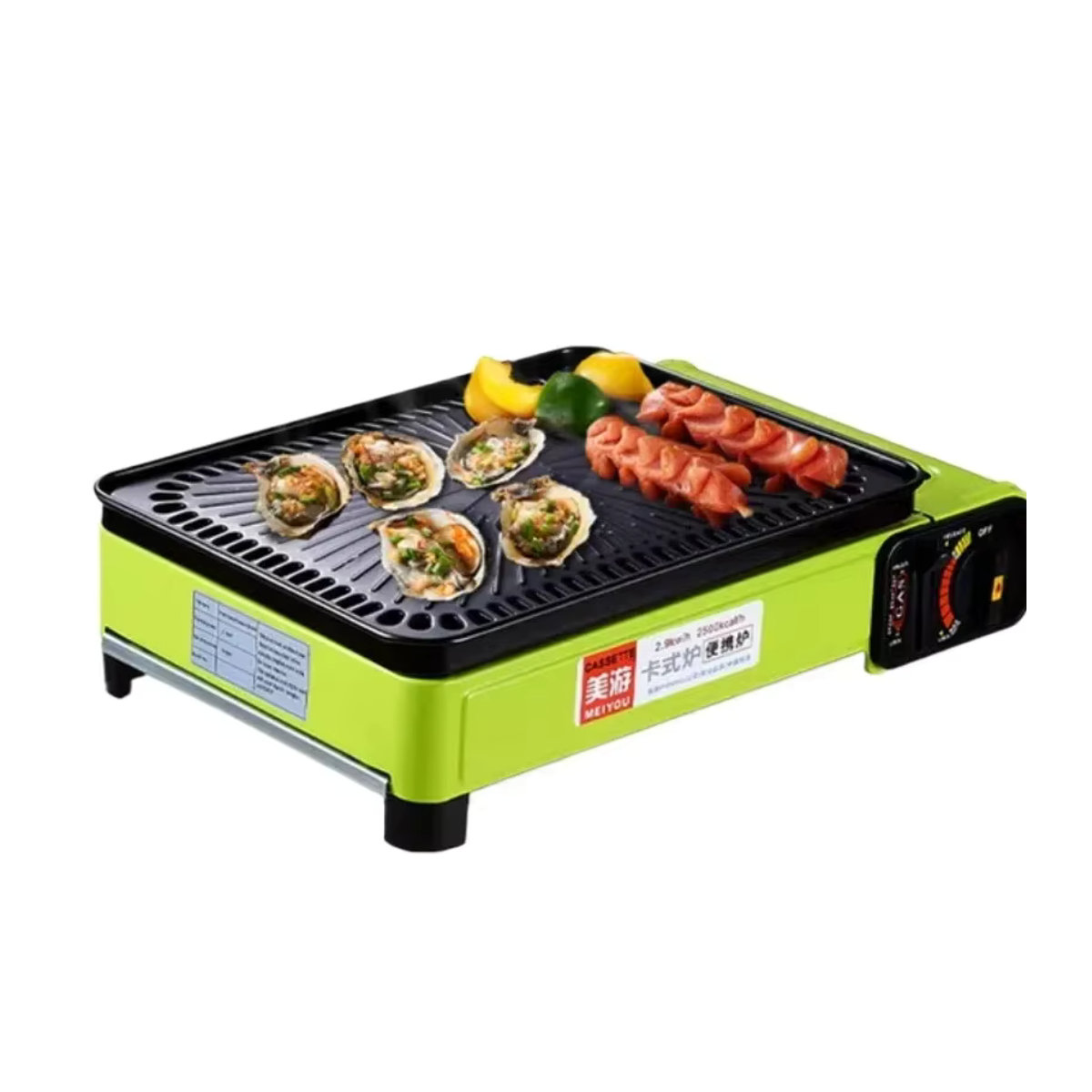 Tragbarer rauchfreier Gasgrill im koreanischen Stil als kompakte Outdoor-Kocheinheit in Grün - Bild 4