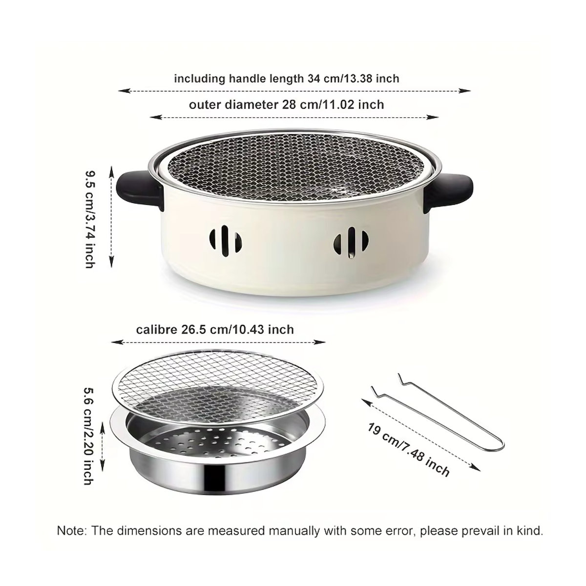 Tragbarer Tisch-Grillofen aus Edelstahl in Weiß mit Grillnetz für Camping und Outdoor-BBQ - Bild 6