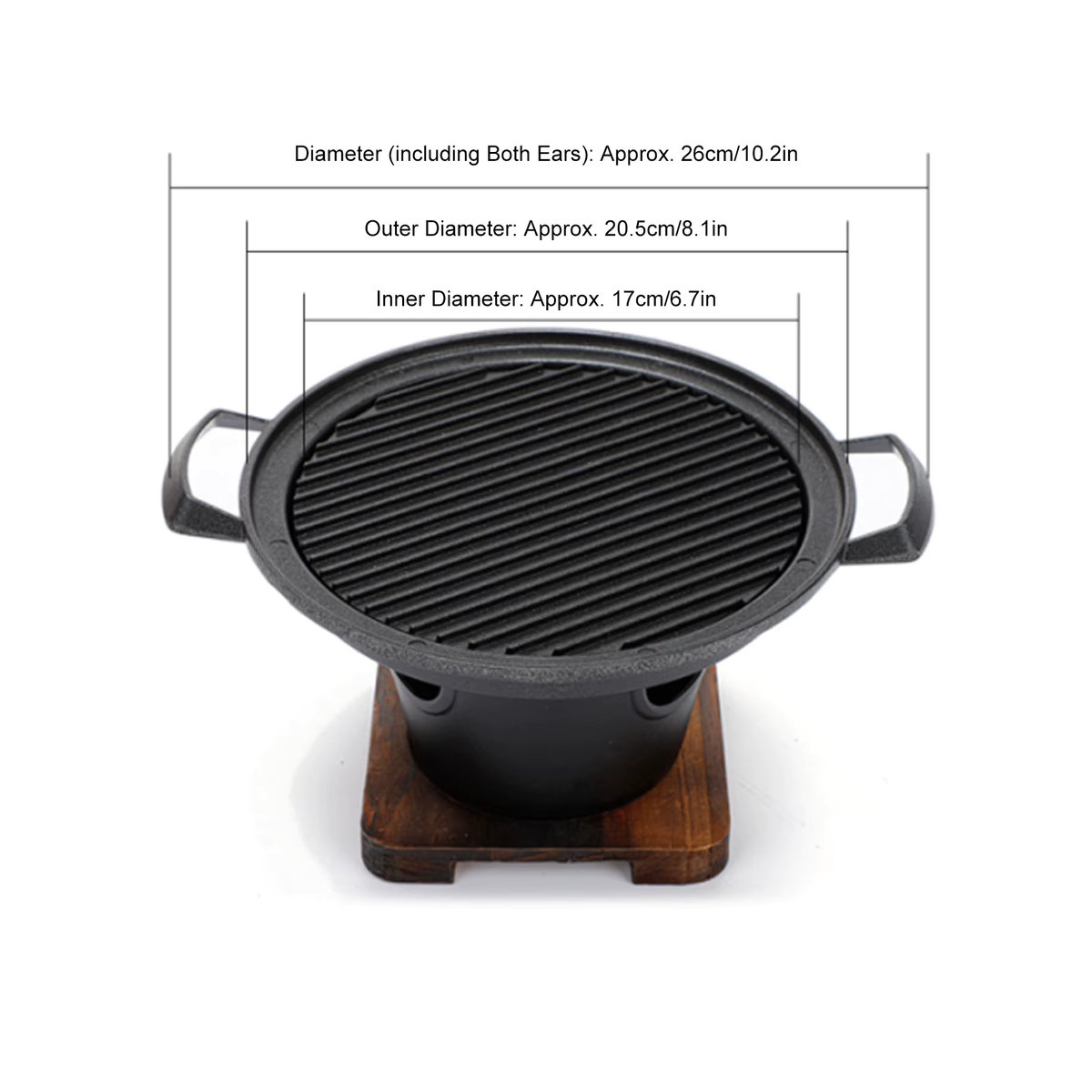 Tragbarer Tisch-Holzkohlegrill aus Aluminium und Gusseisen, rauchfrei und leicht zu reinigen, Schwarz - Bild 5