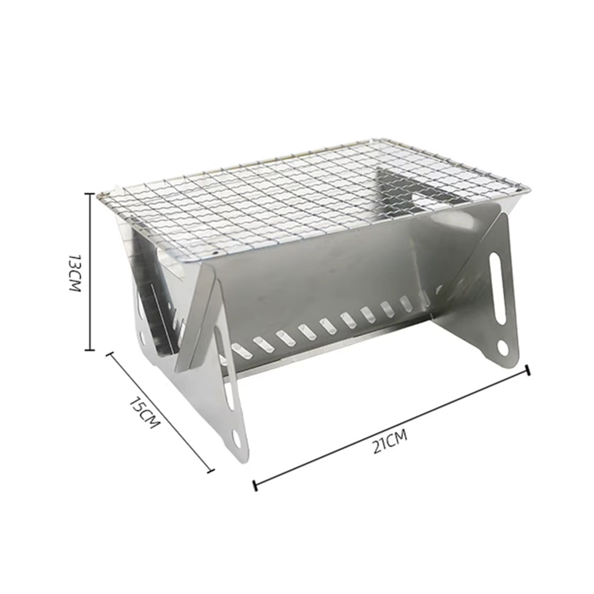 Tragbarer und faltbarer Camping-Grill aus Edelstahl mit Grillrost für Holz und Brennholz - Bild 6