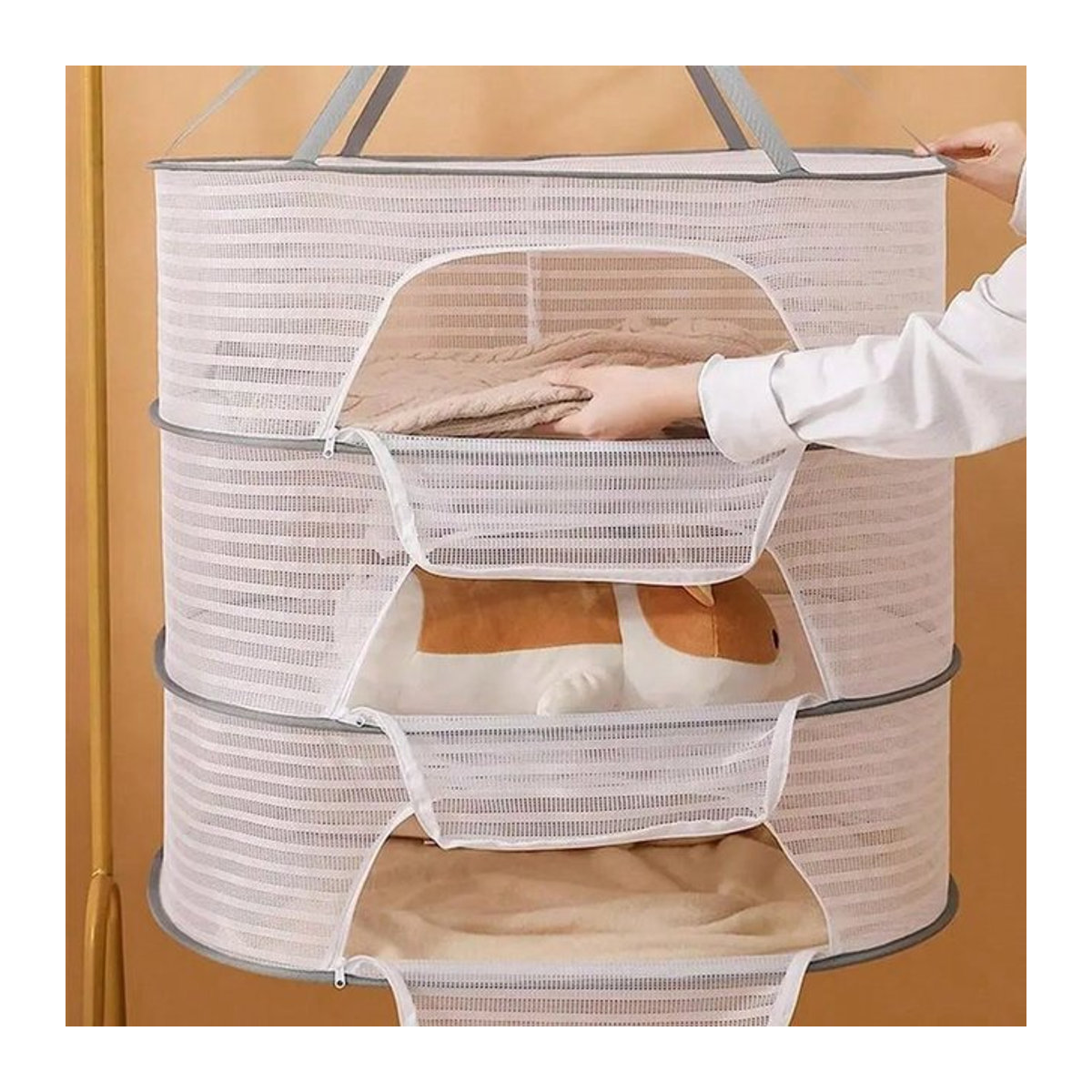 Tragbares Mesh Kleidung Trockengitter in Weiß zum Hängen für Kleidung, Hosen und Schuhe - Bild 1