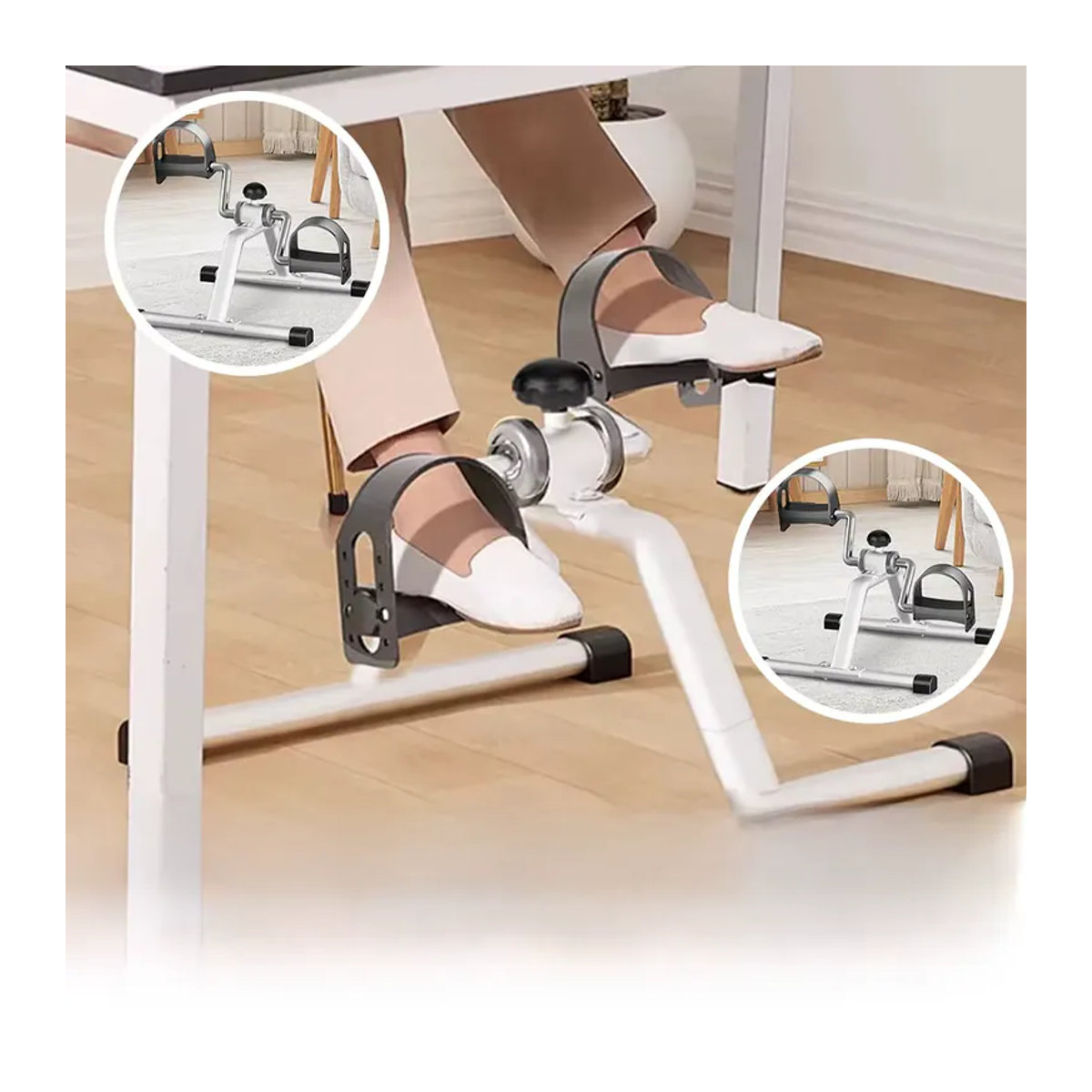 Tragbares Pedaltrainer Mini-Heimtrainer mit einstellbarem Widerstand in Schwarz/Weiß - Bild 6