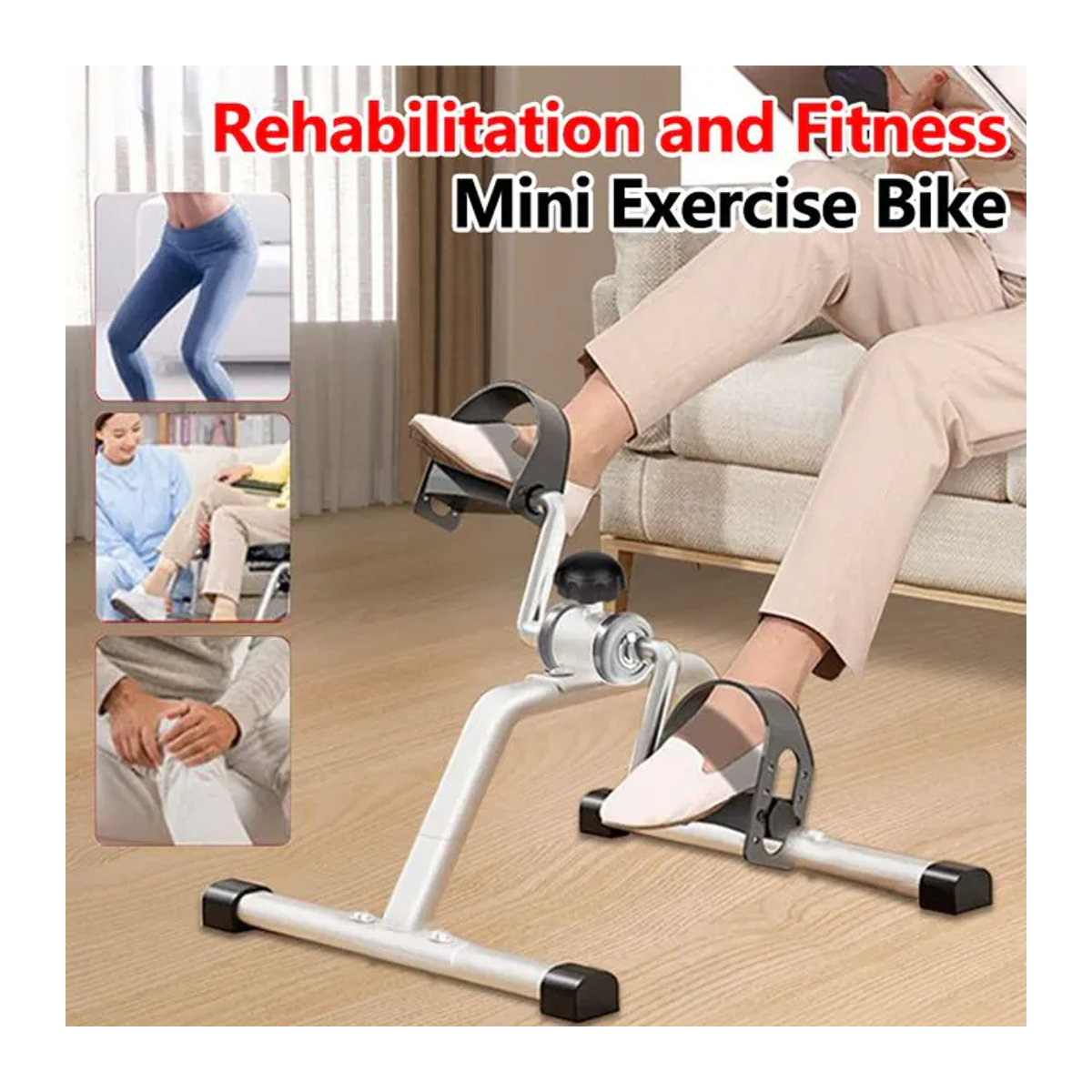 Tragbares Pedaltrainer Mini-Heimtrainer mit einstellbarem Widerstand in Silber - Bild 1
