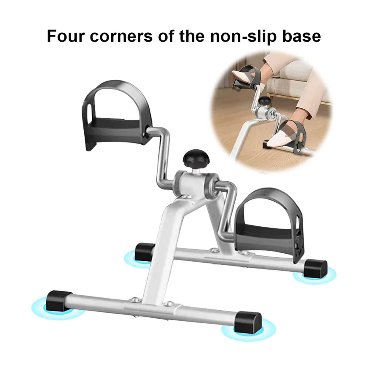 Tragbares Pedaltrainer Mini-Heimtrainer mit einstellbarem Widerstand in Silber - Bild 2
