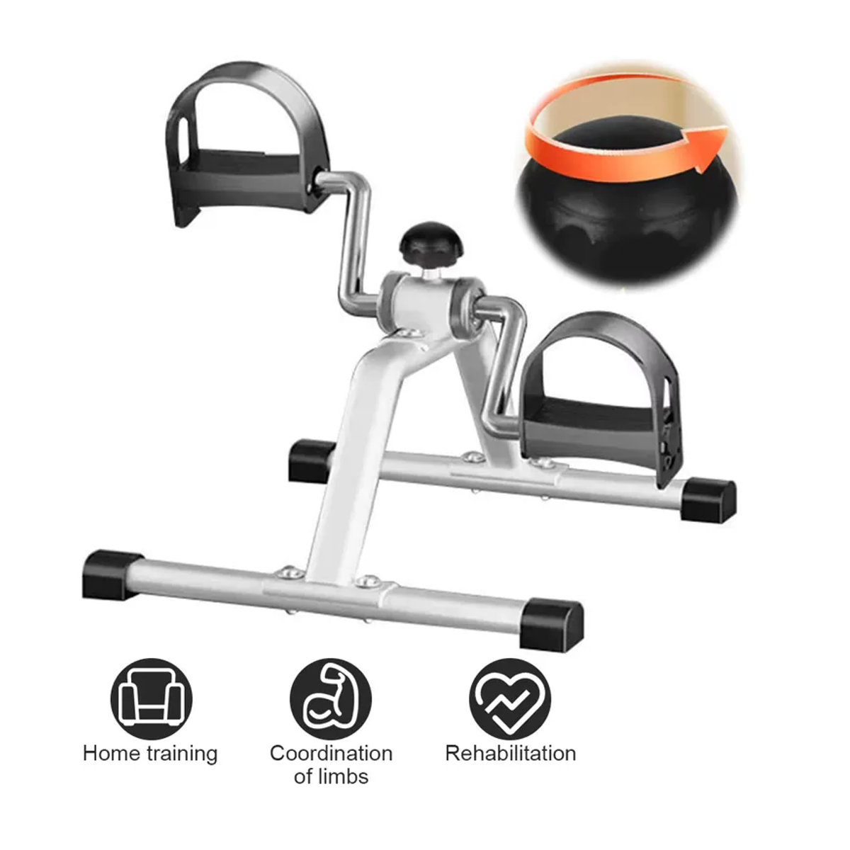 Tragbares Pedaltrainer Mini-Heimtrainer mit einstellbarem Widerstand in Silber - Bild 3
