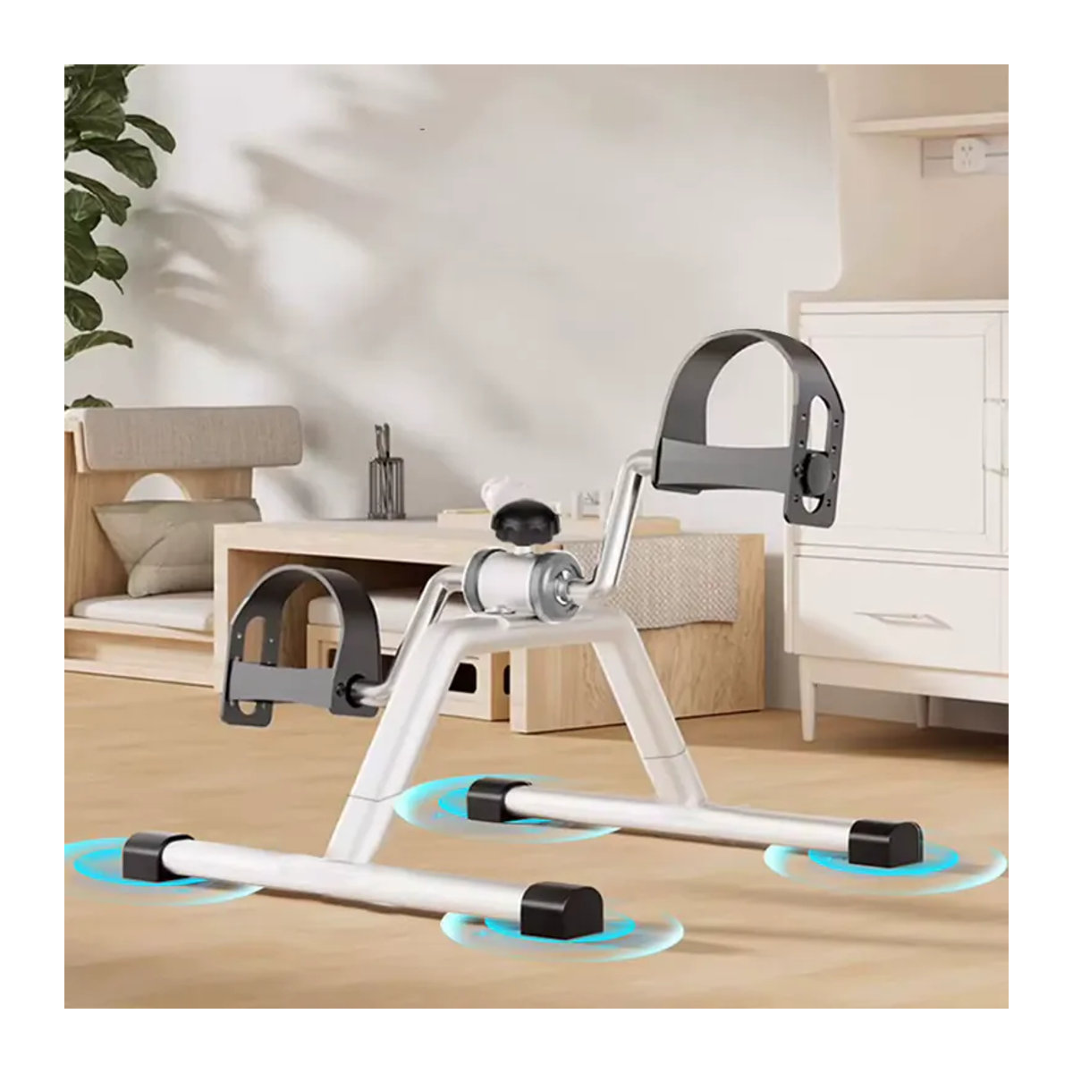 Tragbares Pedaltrainer Mini-Heimtrainer mit einstellbarem Widerstand in Silber - Bild 4