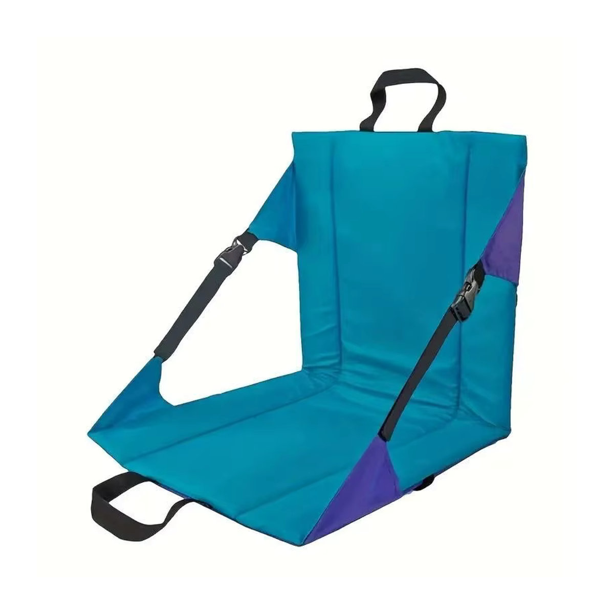 Tragbares Sitzkissen mit Rückenlehne aus schmutzabweisendem Oxford-Stoff in Blau für Camping und Picknick - Bild 5