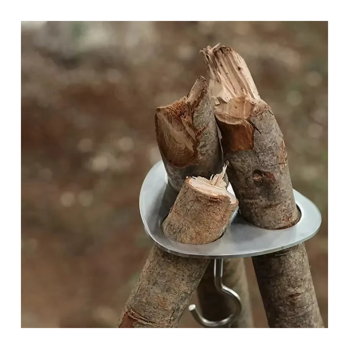 Tragbares und abnehmbares Outdoor Grill Stativ aus Edelstahl für Camping und Lagerfeuer mit Topf-Hängevorrichtung und Dreieck-Ständer Set - Bild 2