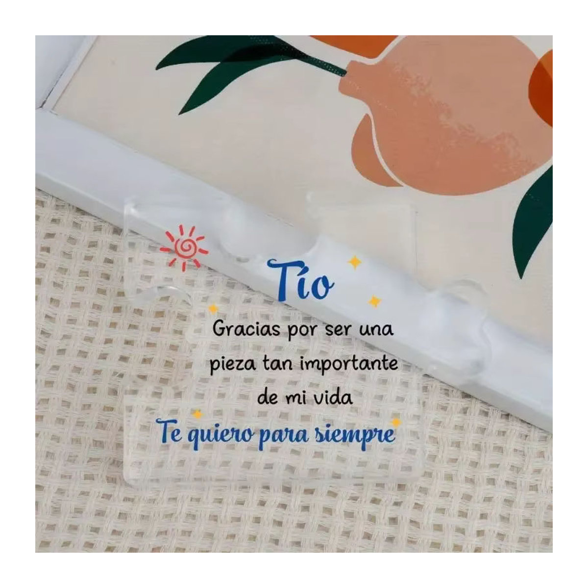 Transparente 2D-Puzzleplakette aus Kunststoff mit spanischer Botschaft als dekoratives Tischdekor für Geburtstag und Weihnachten - Bild 1