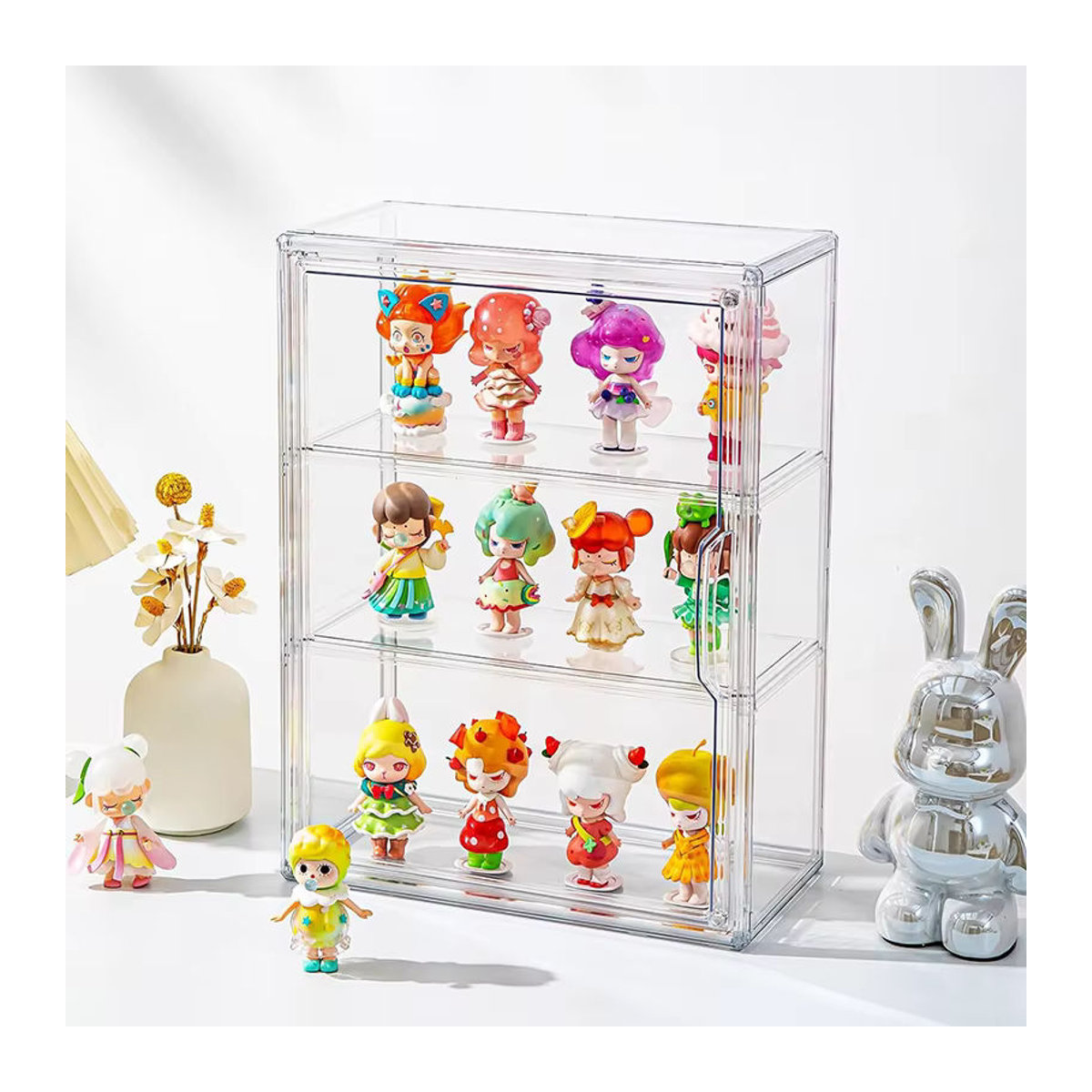 Transparente 3-lagige Hängevitrine mit magnetischen Drehtüren zur wandmontierten Aufbewahrung deiner Sammlerstücke - Bild 5