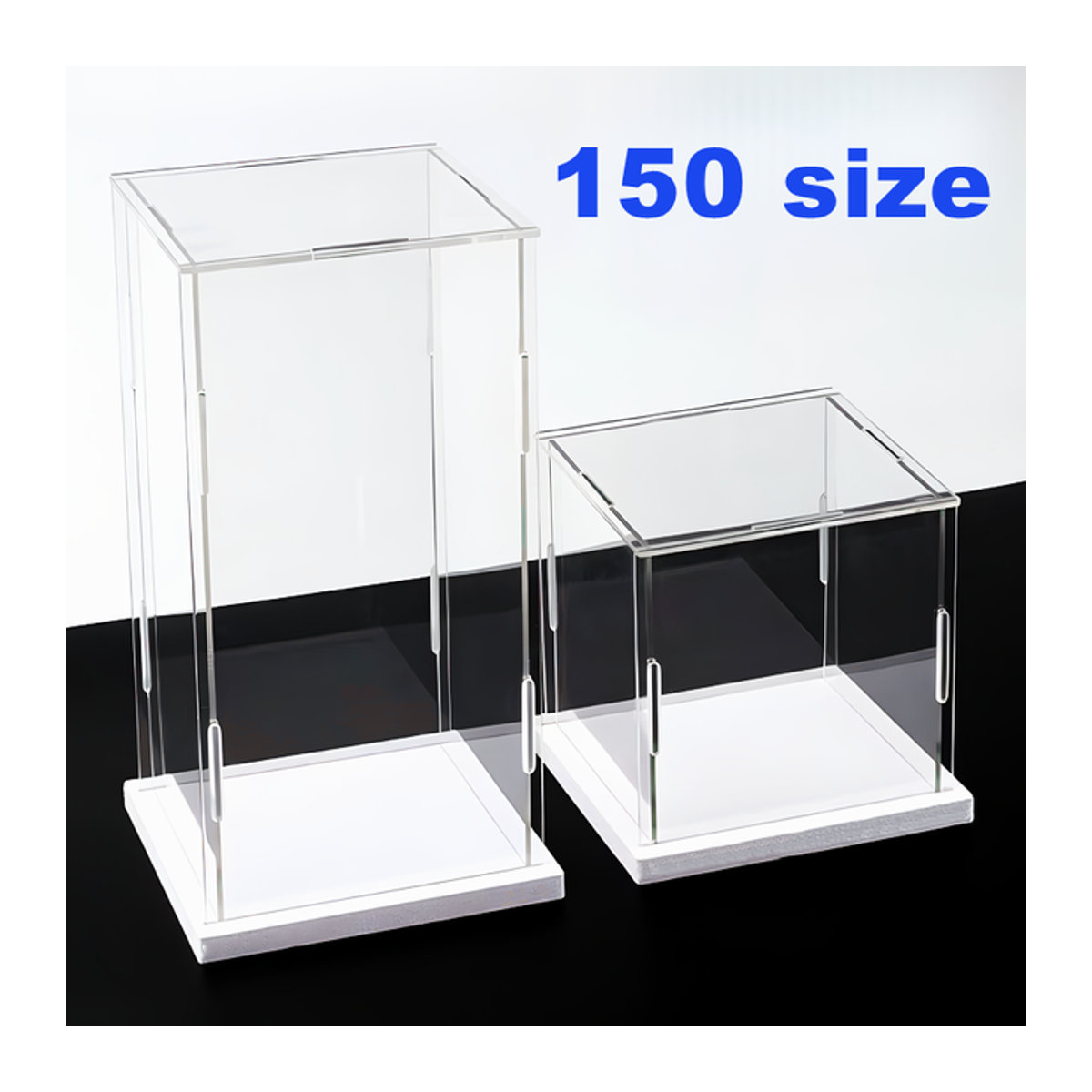 Transparente Acryl-Vitrine mit weißem Sockel zur selbstmontierten Staubschutzvitrine in minimalistischem Design - Bild 1