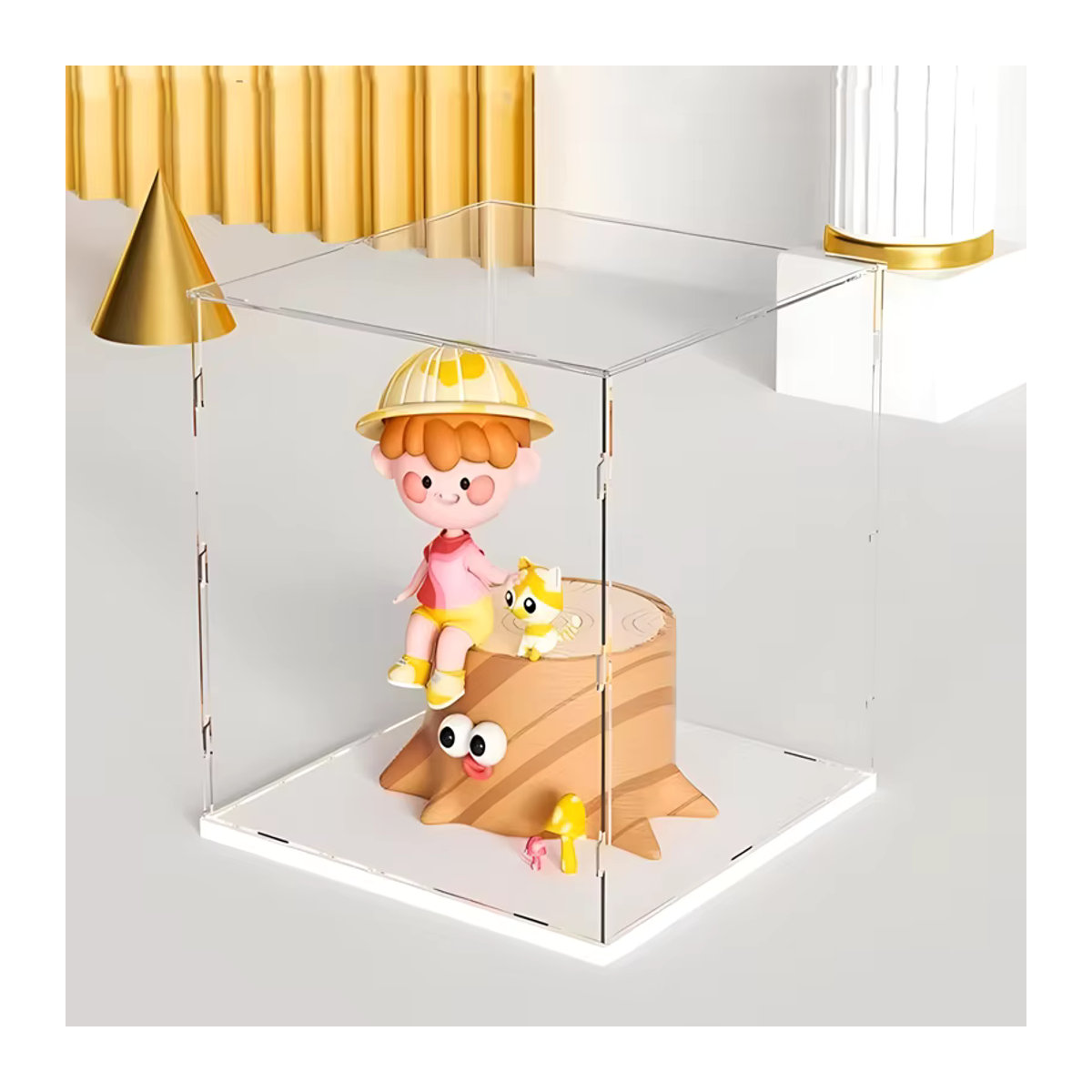 Transparente Acryl-Vitrine mit weißem Sockel zur selbstmontierten Staubschutzvitrine in minimalistischem Design - Bild 4