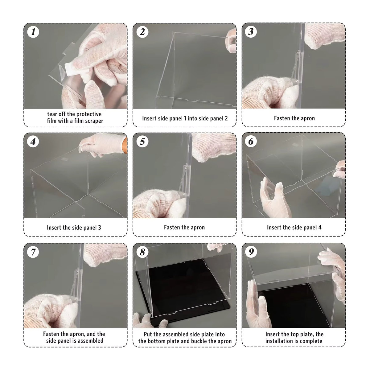 Transparente Acryl-Vitrine mit weißem Sockel zur selbstmontierten Staubschutzvitrine in minimalistischem Design - Bild 5