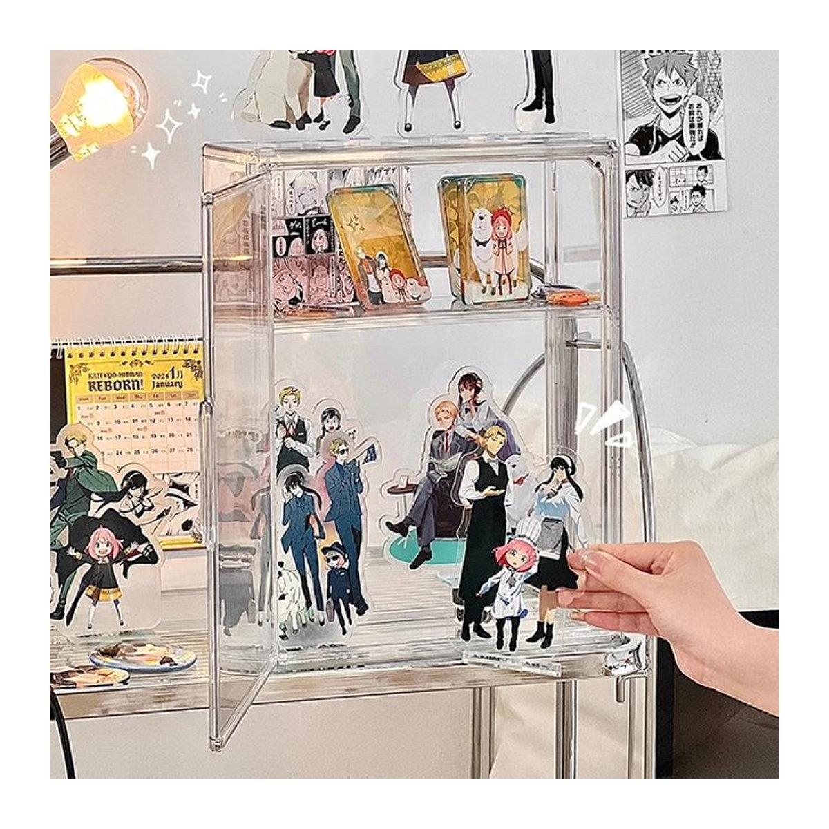Transparente Aufbewahrungsbox aus Kunststoff für Anime-Figuren und Blindboxen, rechteckiges Präsentationsregal in modernem Design - Bild 1
